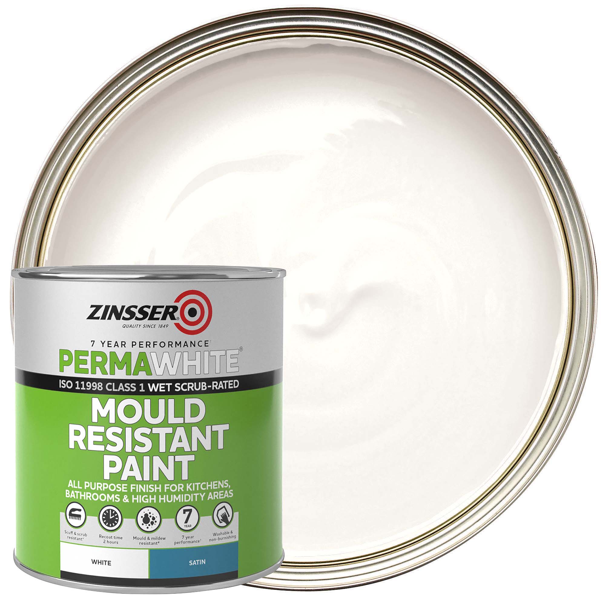 Zinsser Perma-White Satin Mould Paint - 1L