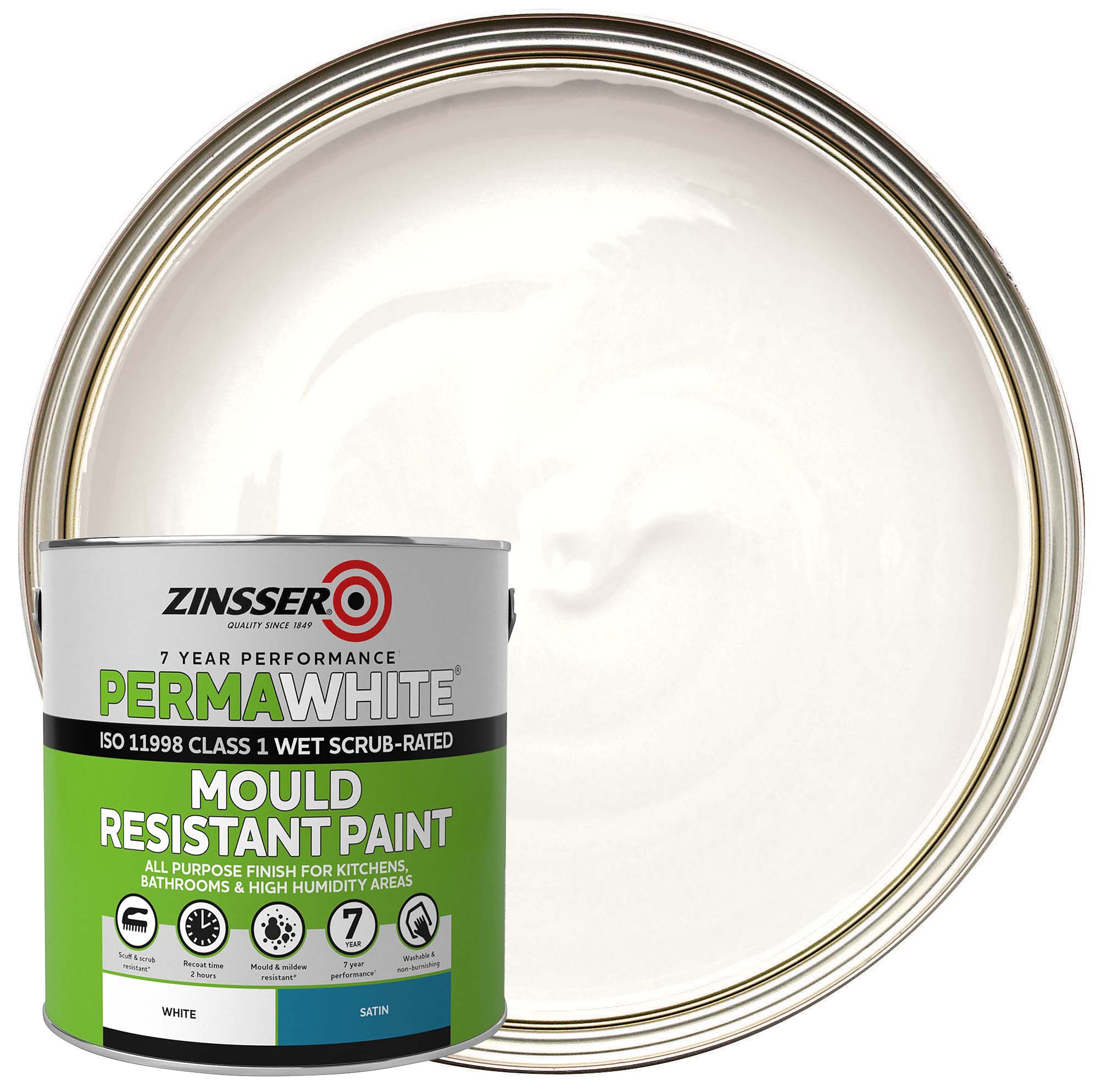 Zinsser Perma-White Satin Mould Paint - 2.5L
