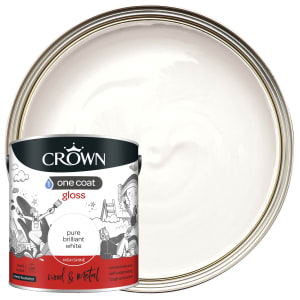 Crown One Coat Gloss Paint - Pure Brilliant White - 2.5L
