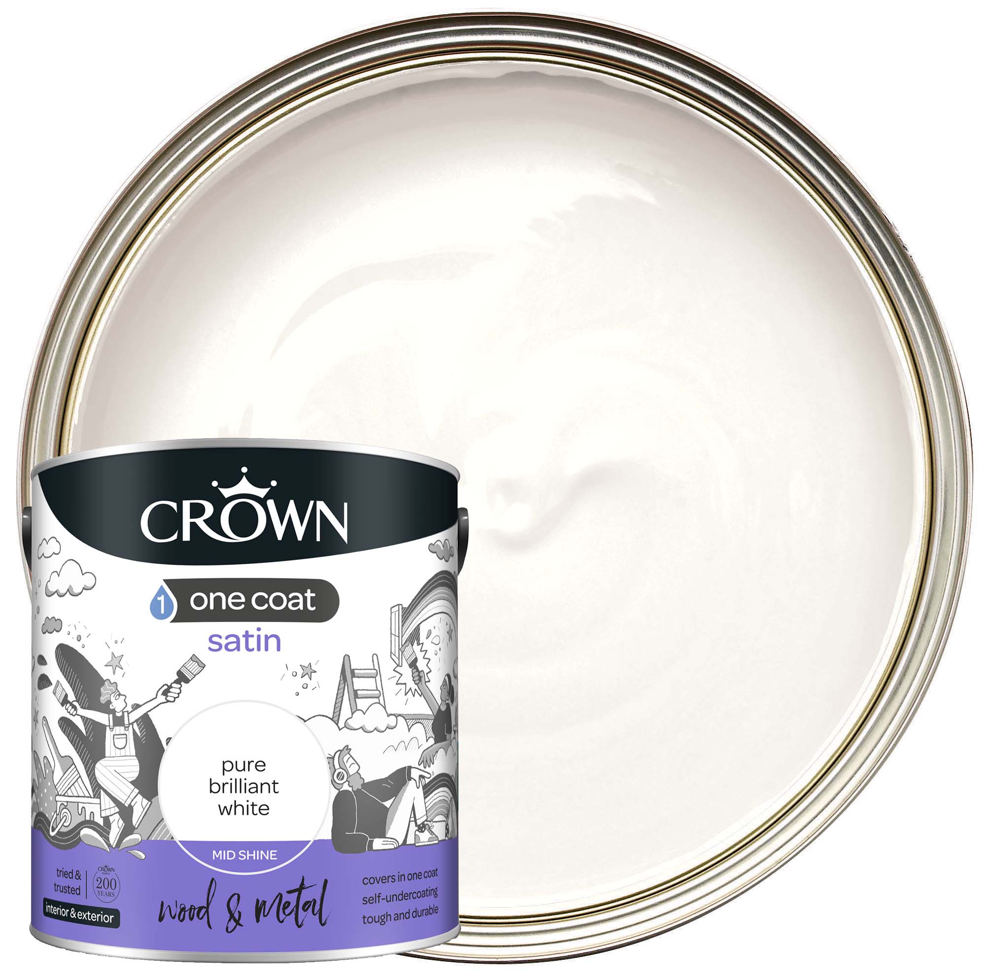 Crown One Coat Satin Paint - Pure Brilliant