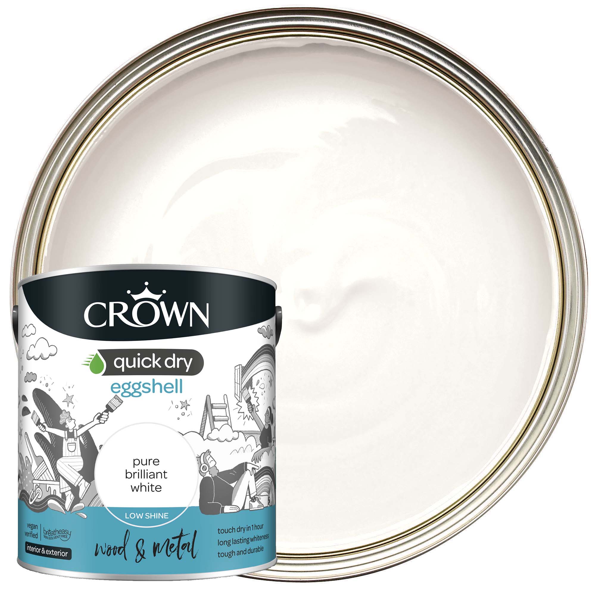 Crown Quick Dry Eggshell Paint - Pure Brilliant