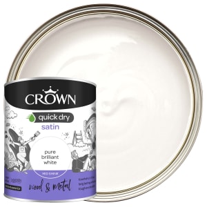 Crown Quick Dry Satin Paint - Pure Brilliant White - 750ml