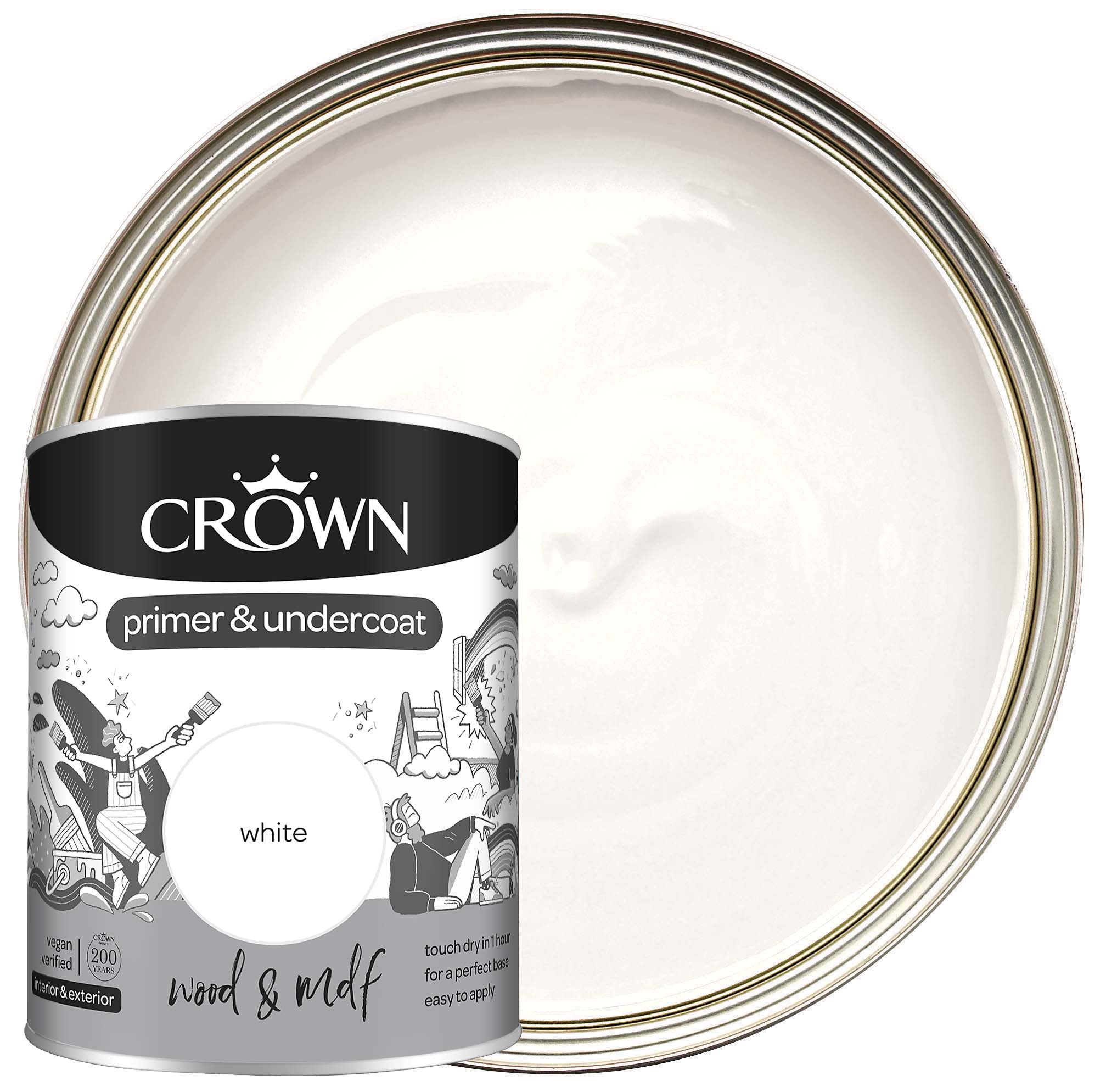 Crown Wood & MDF Primer & Undercoat - 750ml