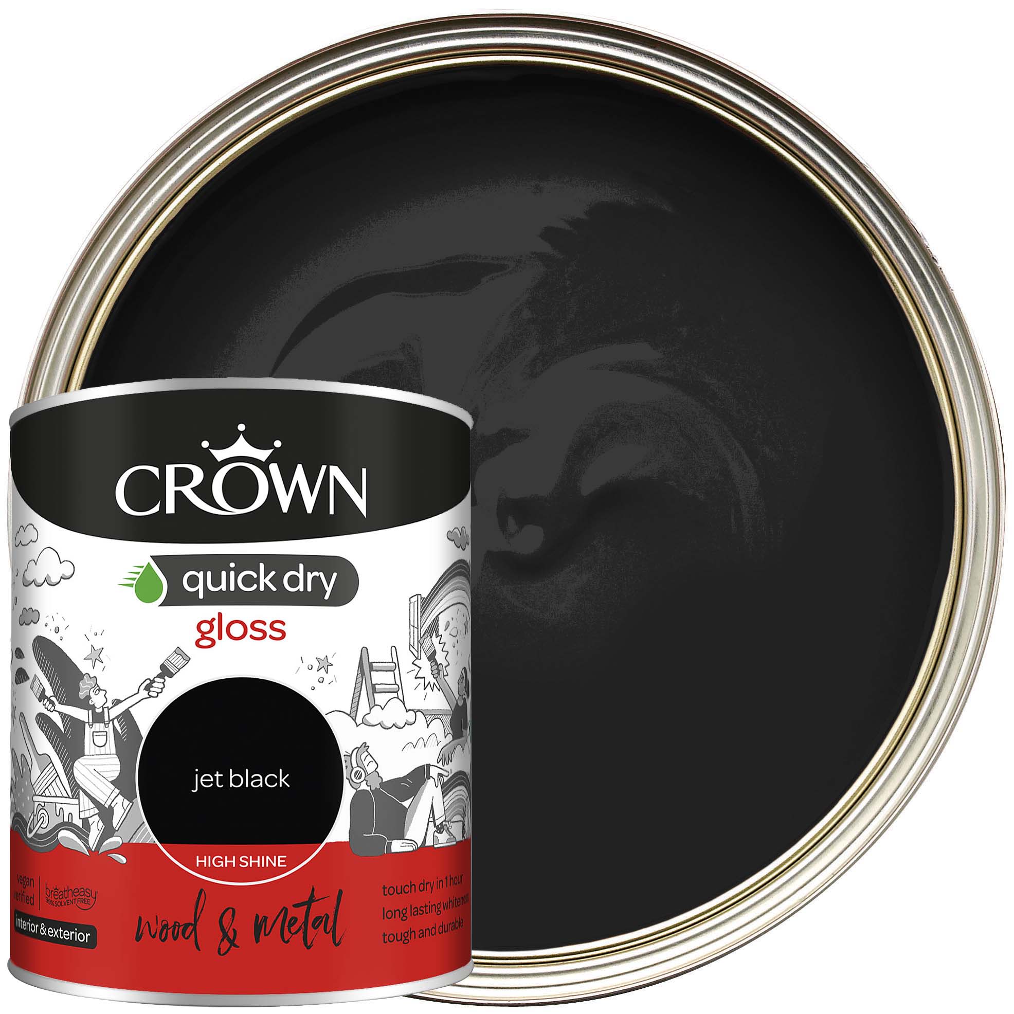 Crown Quick Dry Gloss Paint Jet Black 750ml Wickes.co.uk