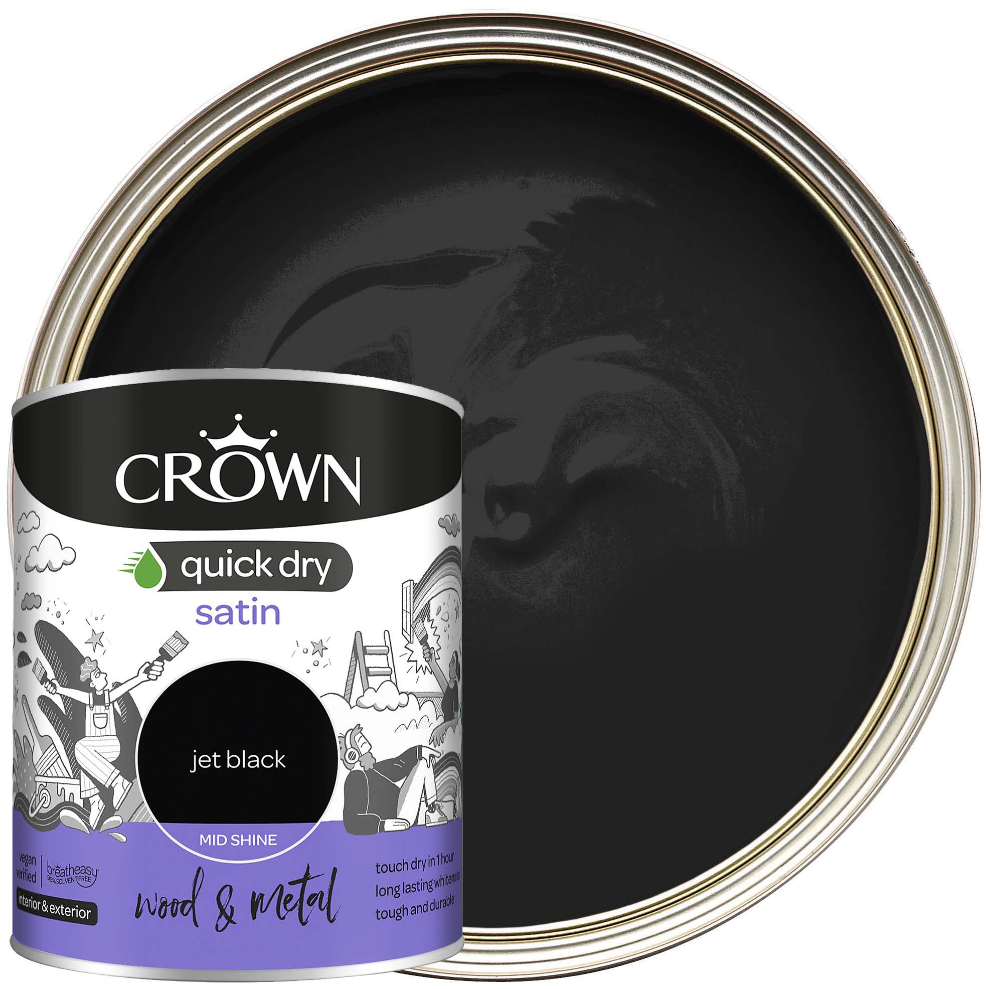 Crown Quick Dry Satin Paint - Jet Black