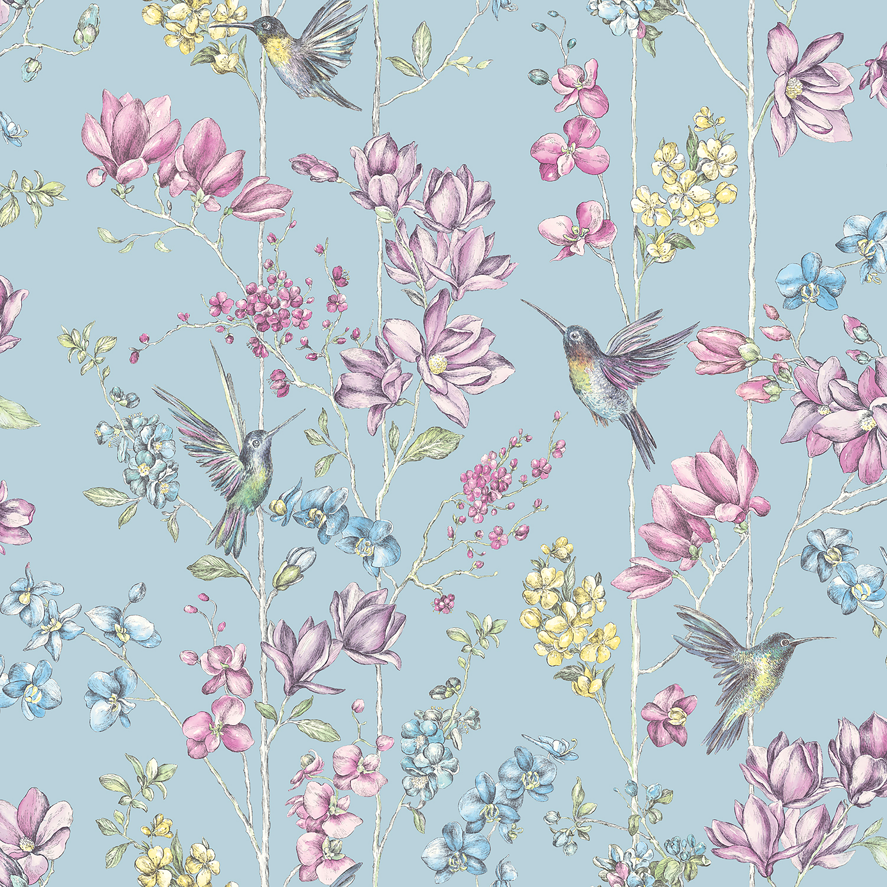 Image of Holden Decor Charm Duck Egg & Pink Wallpaper - 10.05m x 53cm