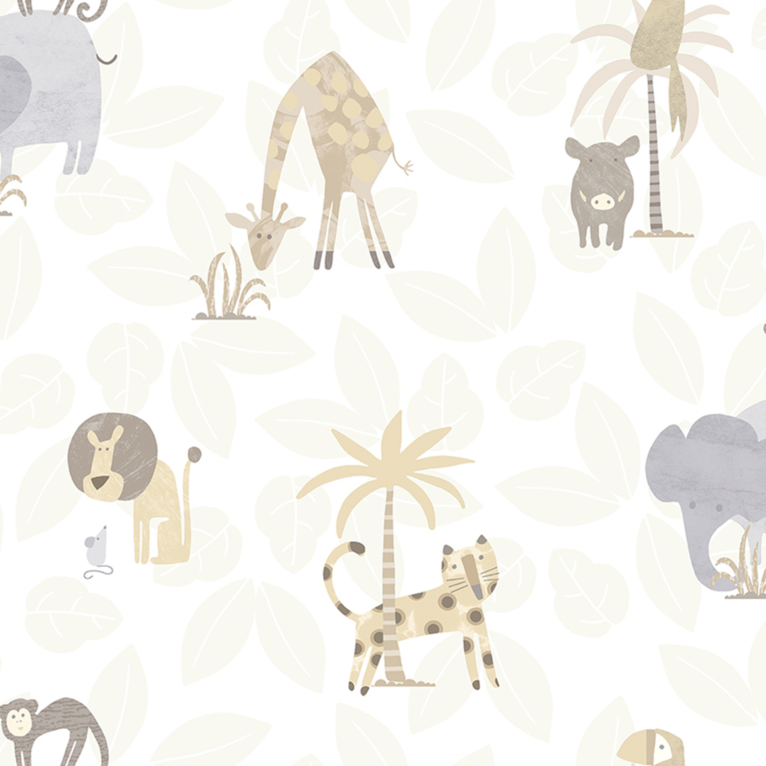 Holden Decor Jungle Friends Neutral Wallpaper - 10.05m x 53cm