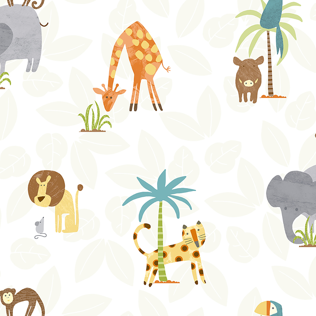 Image of Holden Decor Jungle Friends Multi Wallpaper - 10.05m x 53cm