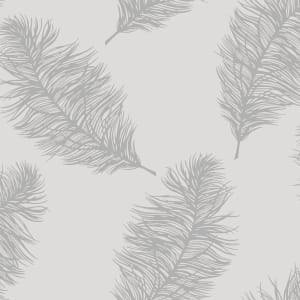 Image of Holden Decor Fawning Feather Grey & Silver Wallpaper - 10.05m x 53cm