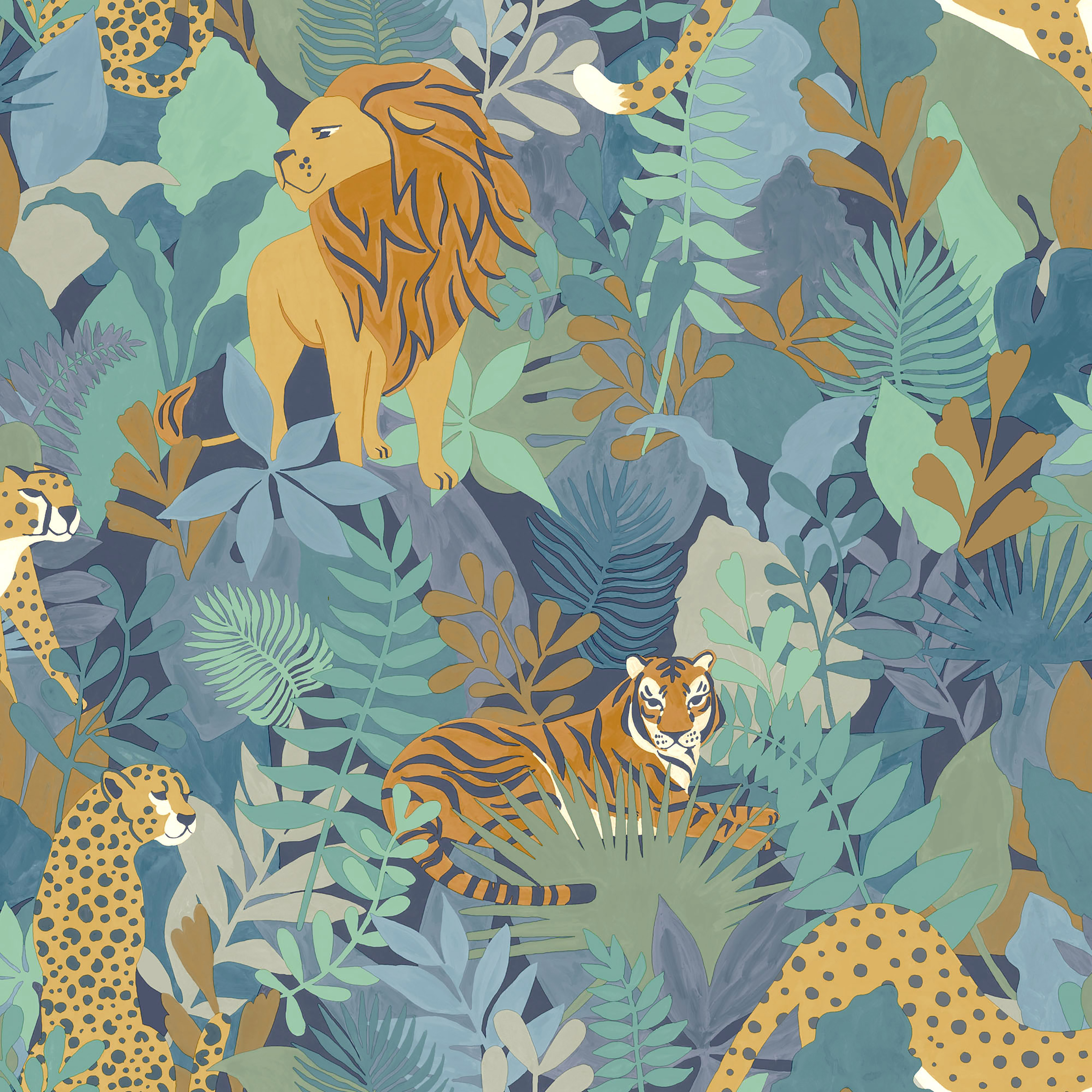 Holden Decor Animal Kingdom Blue Wallpaper - 10.05m x 53cm