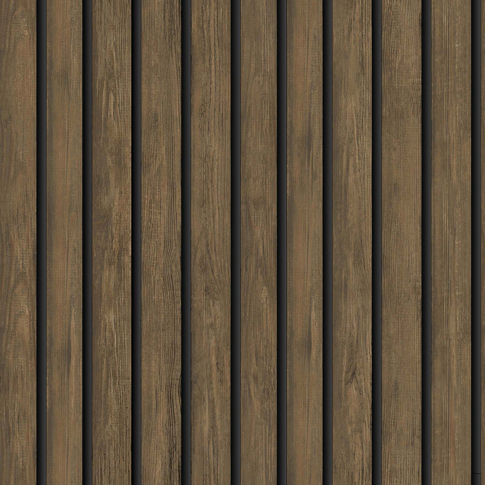 Image of Holden Decor Wood Slat Dark Oak Wallpaper - 10.05m x 53cm