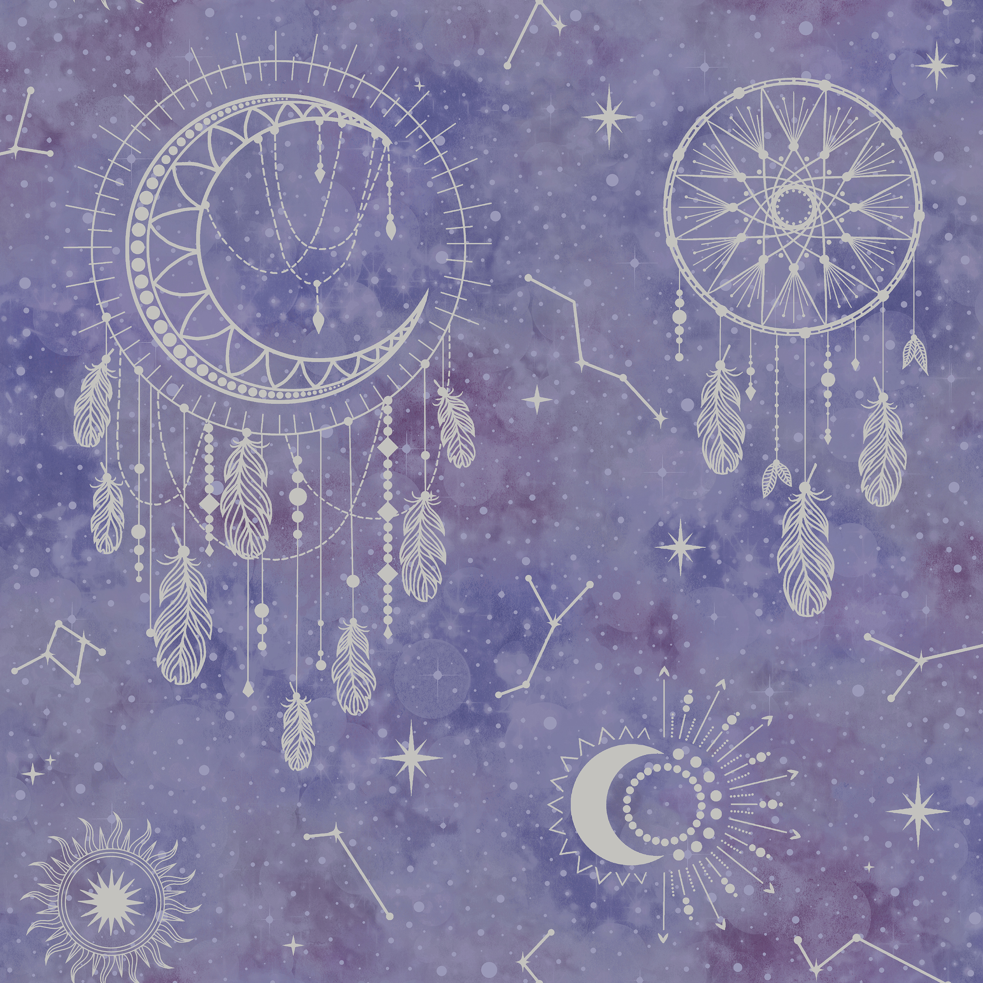 Image of Holden Decor Dreamcatcher Purple & Silver Wallpaper - 10.05m x 53cm