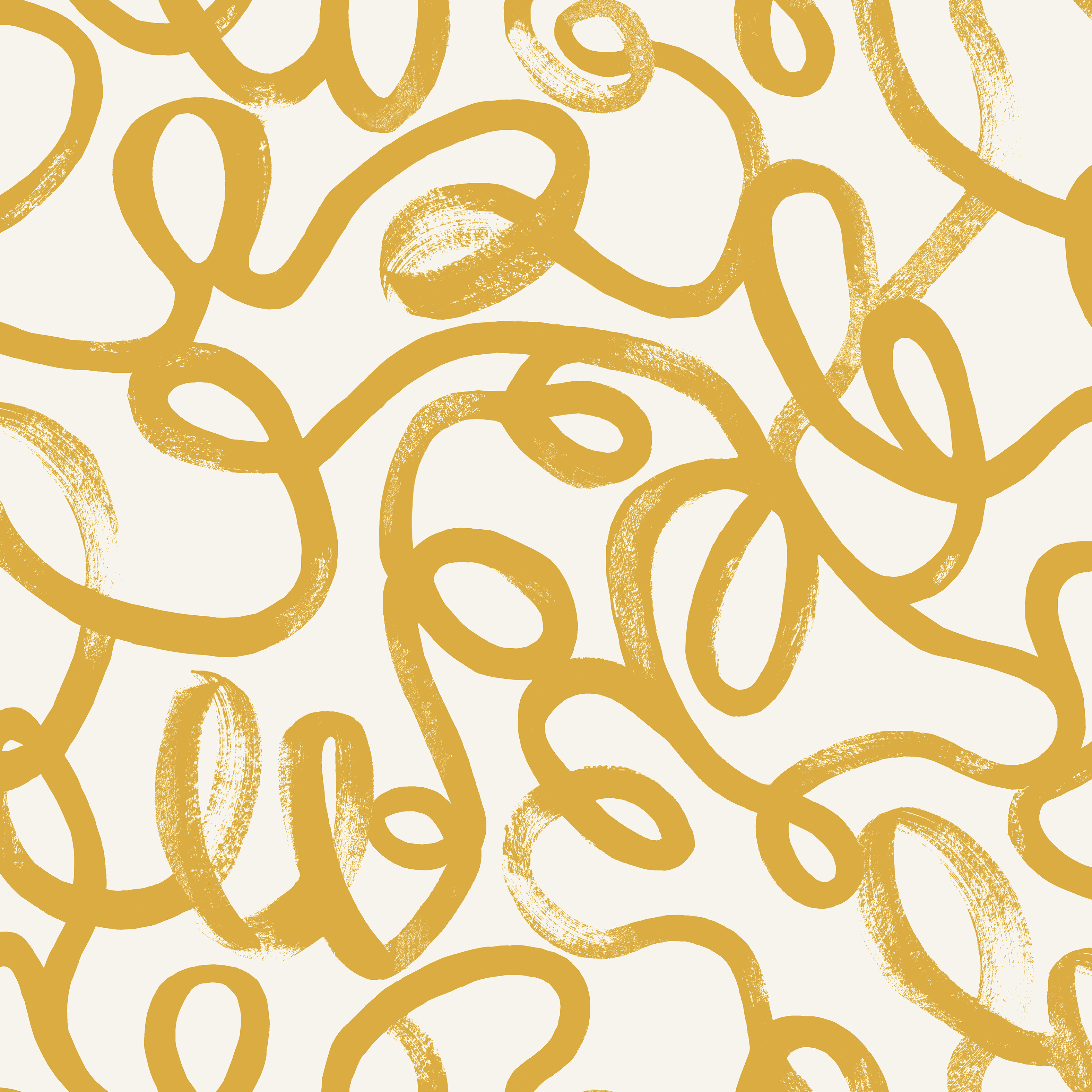 Image of Holden Decor Squiggle Ochre & White Wallpaper - 10.05m x 53cm