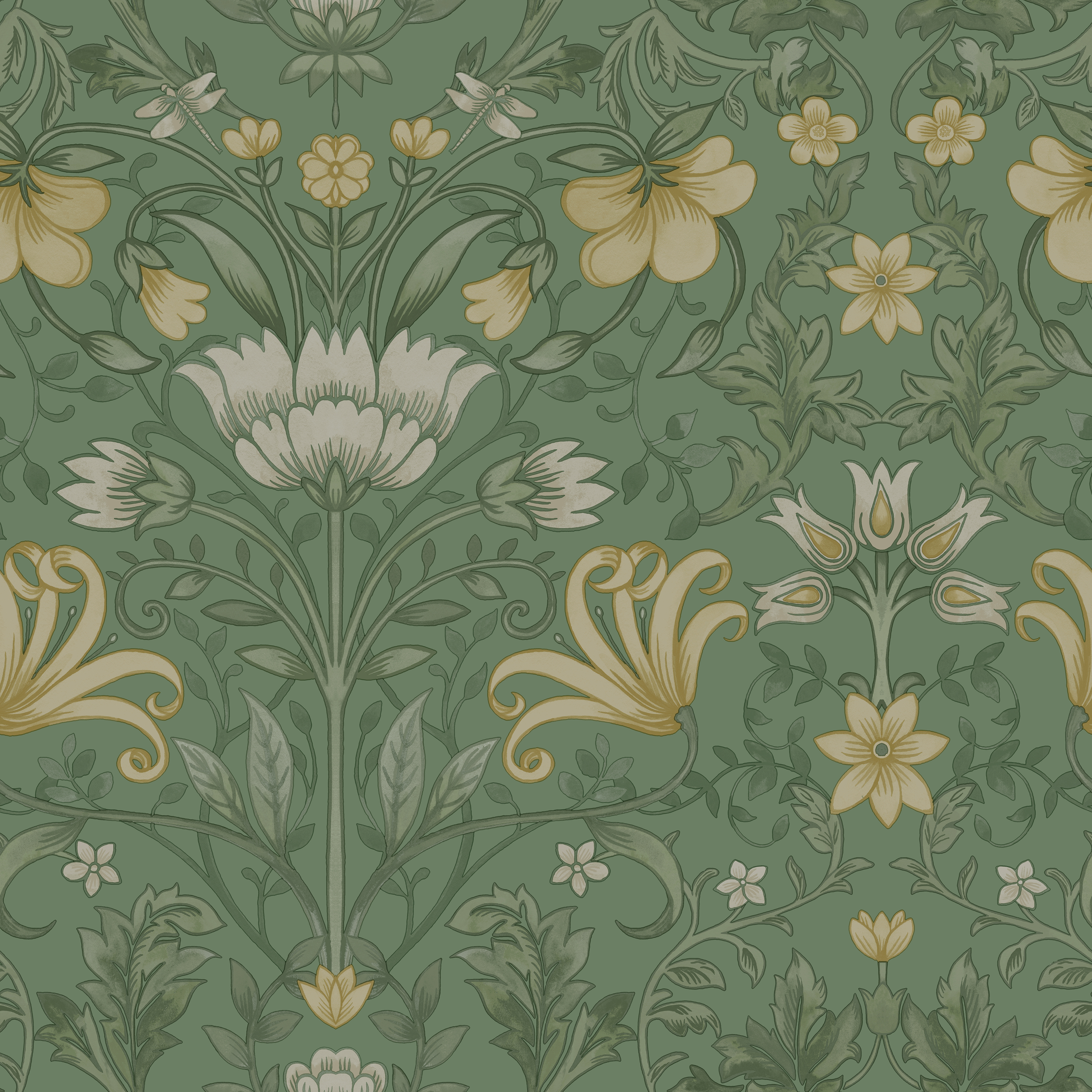 Image of Holden Decor Vintage Floral Green Wallpaper - 10.05m x 53cm