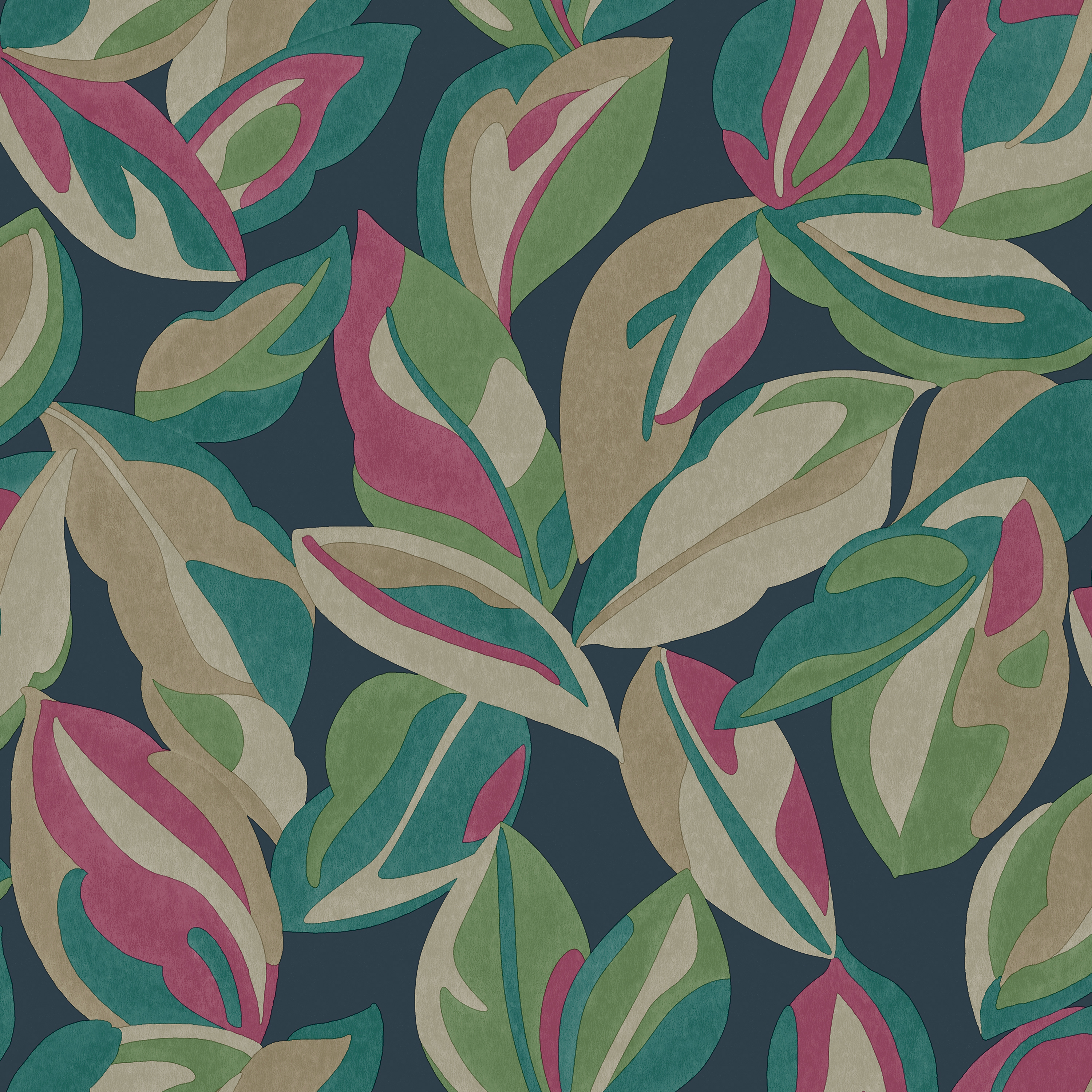 Image of Holden Decor Abstract Leaf Navy Wallpaper - 10.05m x 53cm
