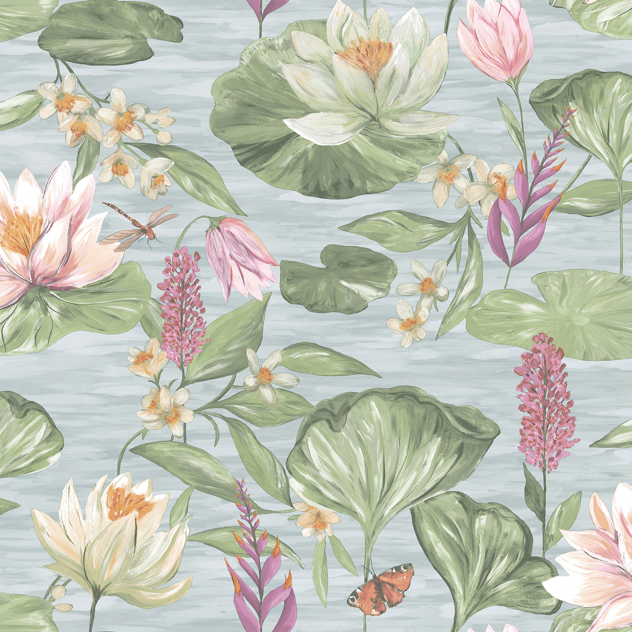 Holden Decor Lily Pad Blue Wallpaper - 10.05m x 53cm