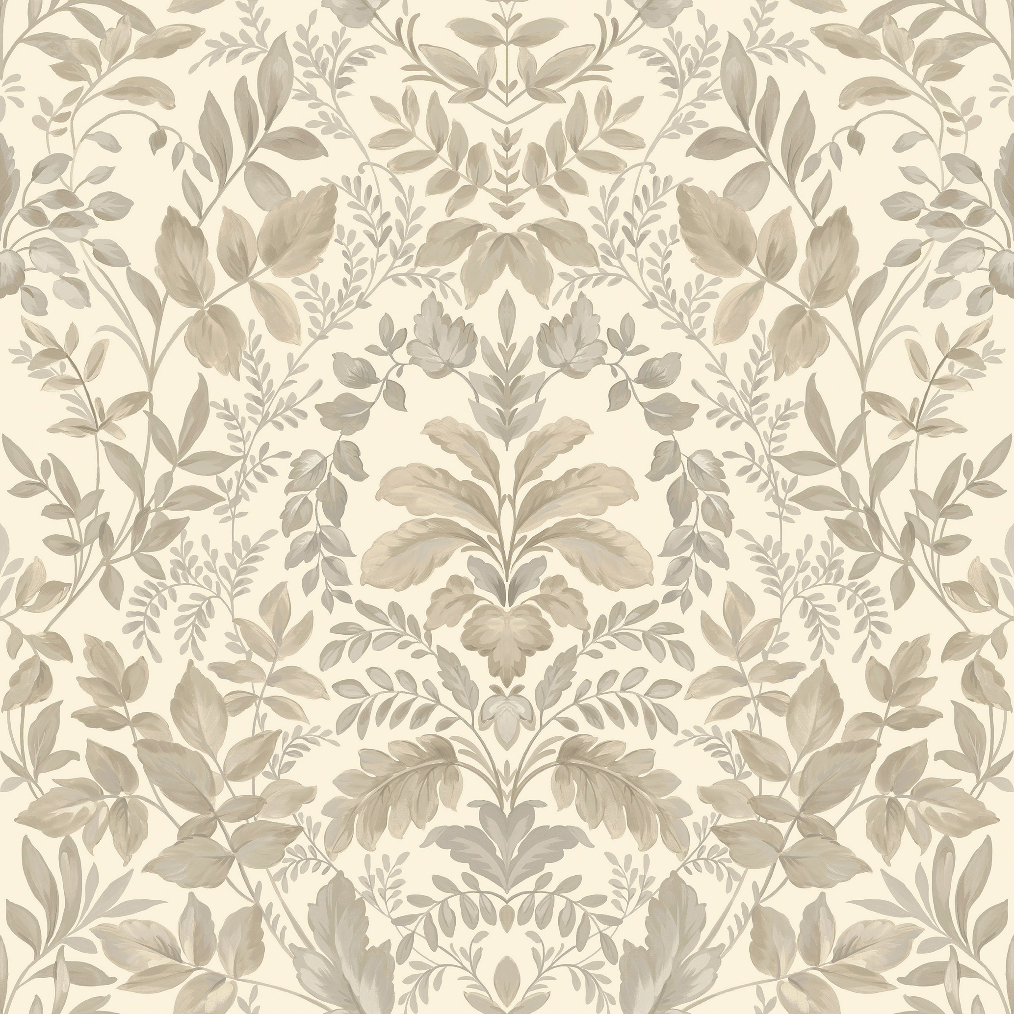 Image of Holden Decor Leaf Damask Beige Wallpaper - 10.05m x 53cm