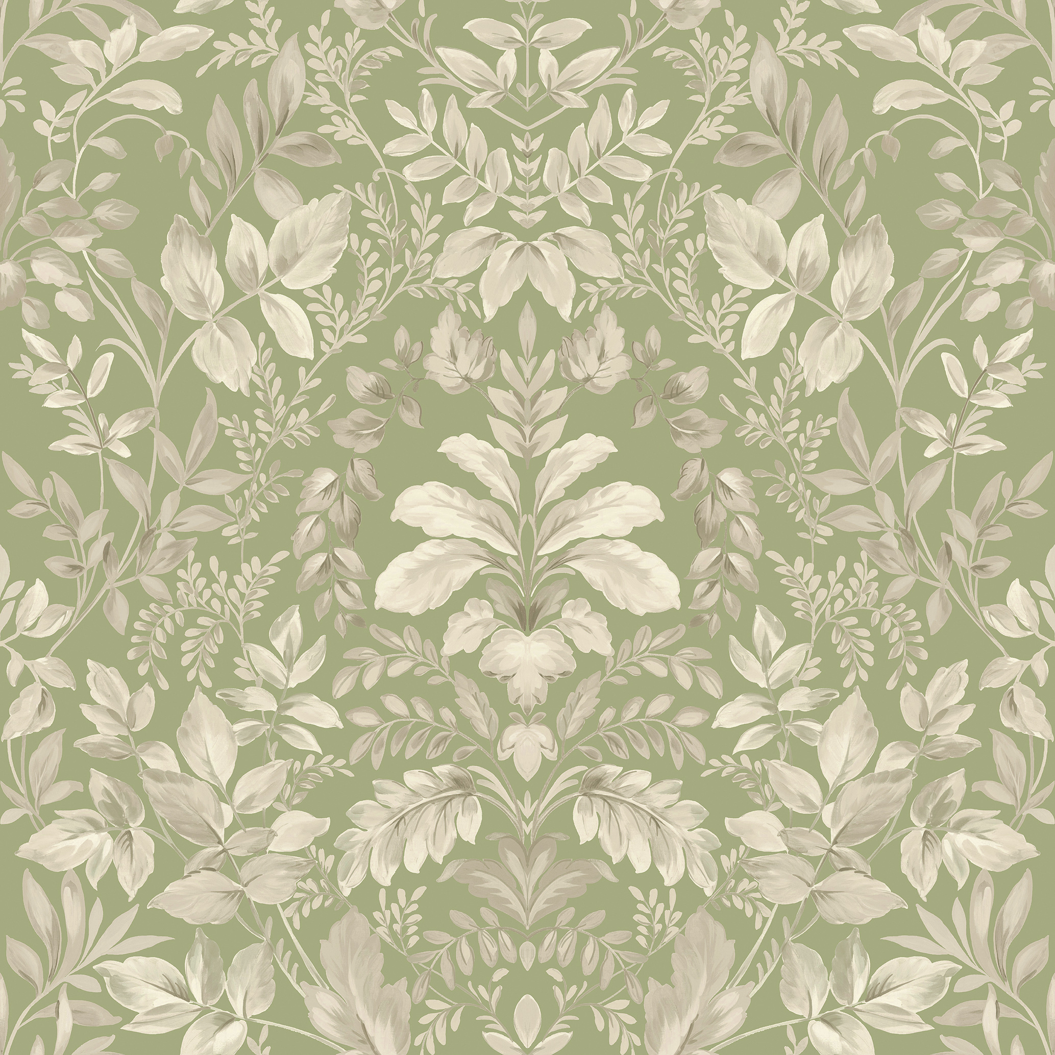 Holden Decor Leaf Damask Sage Wallpaper - 10.05m x 53cm
