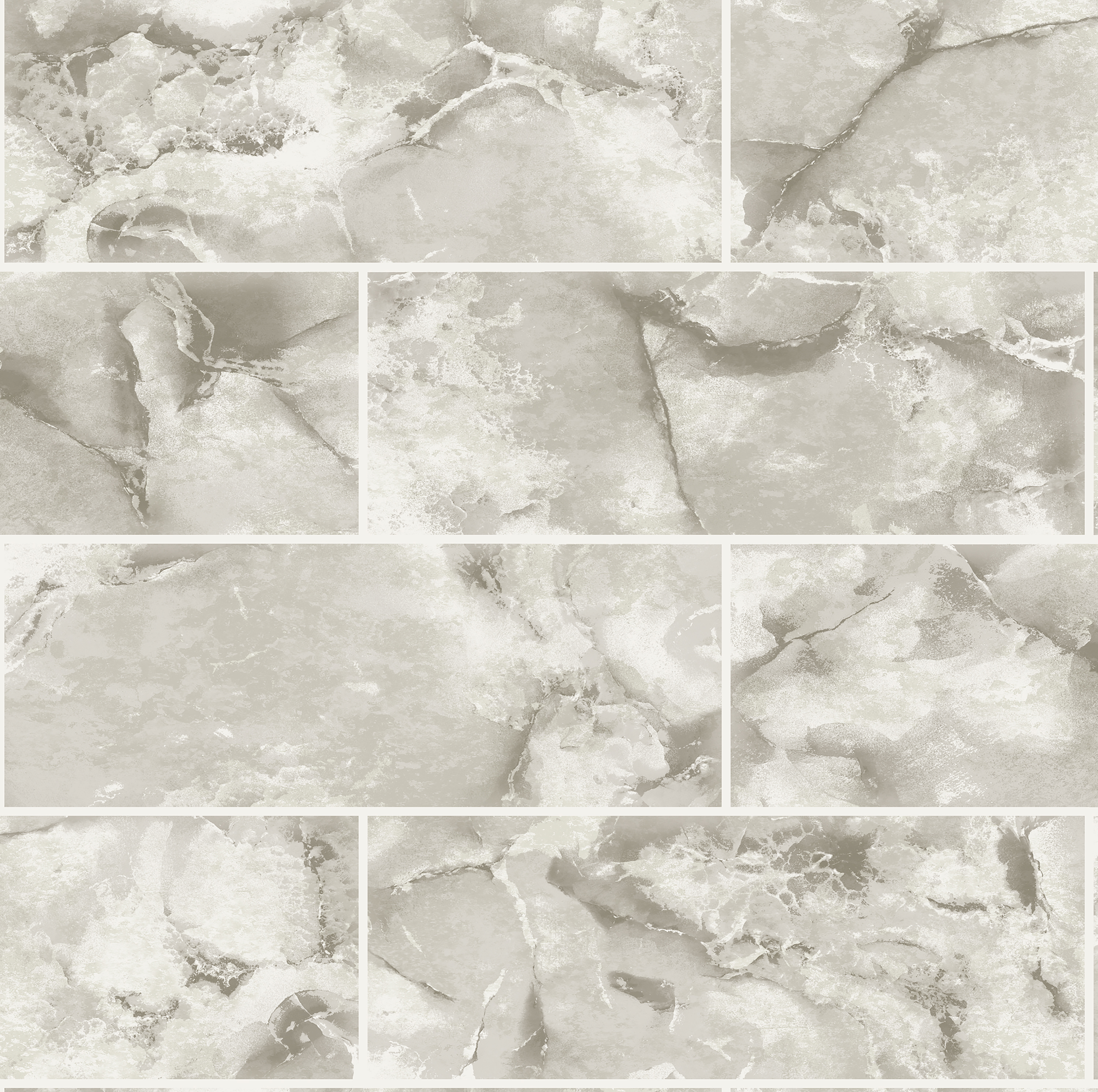 Image of Holden Decor Odeon Marble Tile Neutral Wallpaper - 10.05m x 53cm