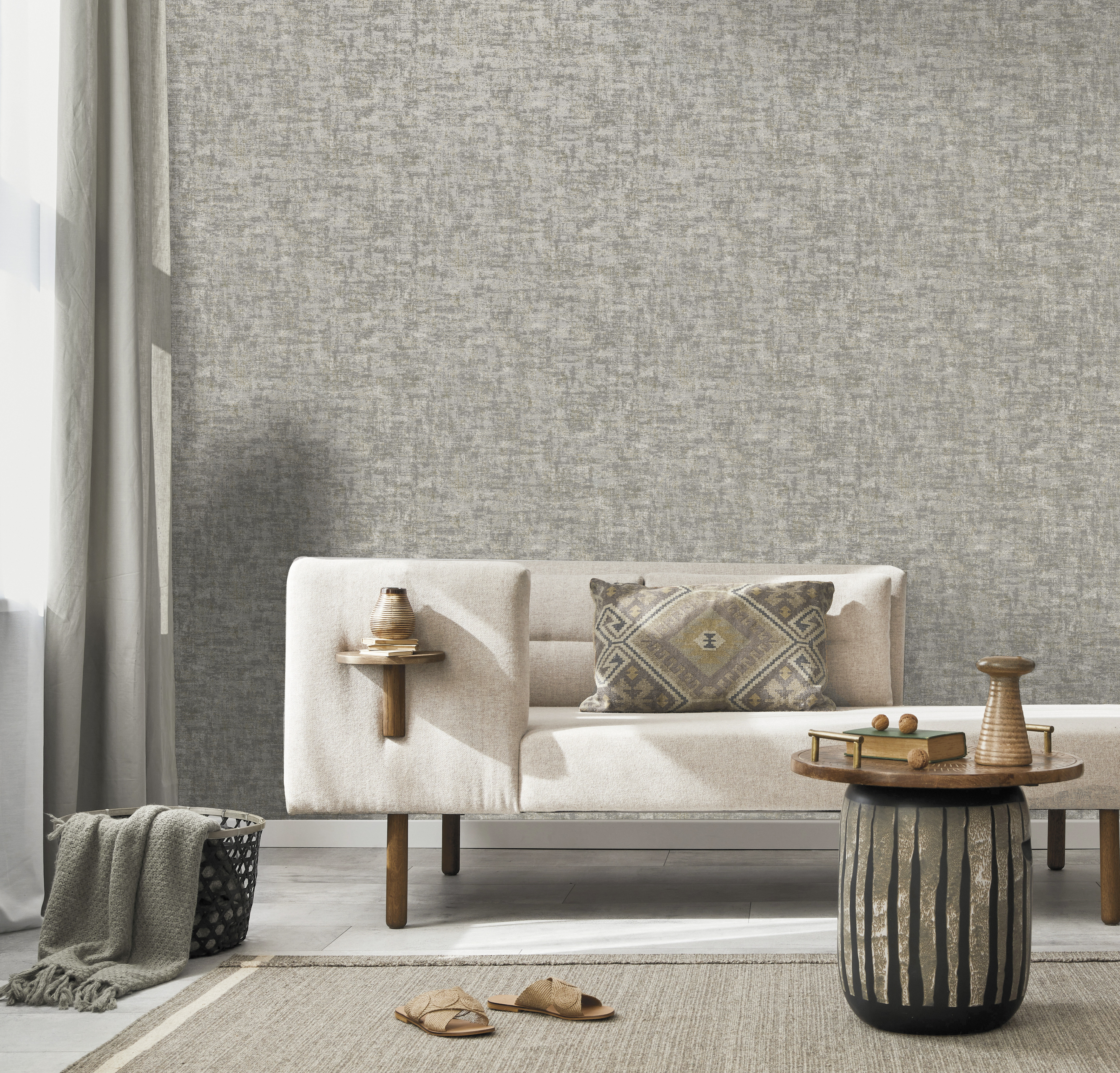 Image of Holden Decor Brindle Bead Texture Grey & Silver Wallpaper - 10.05m x 53cm