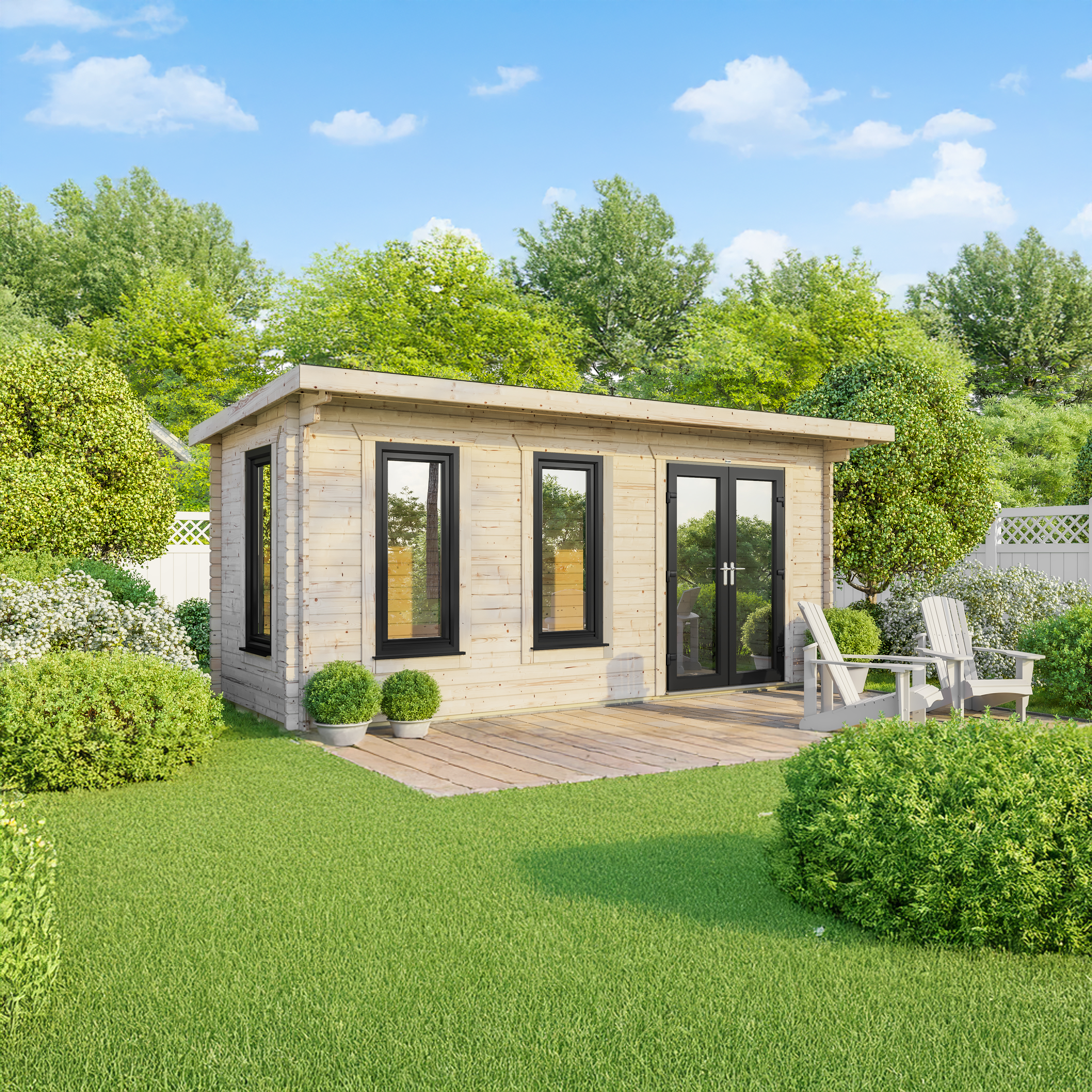 Powersheds Right Hand Door Pent 44mm Notched Logs
