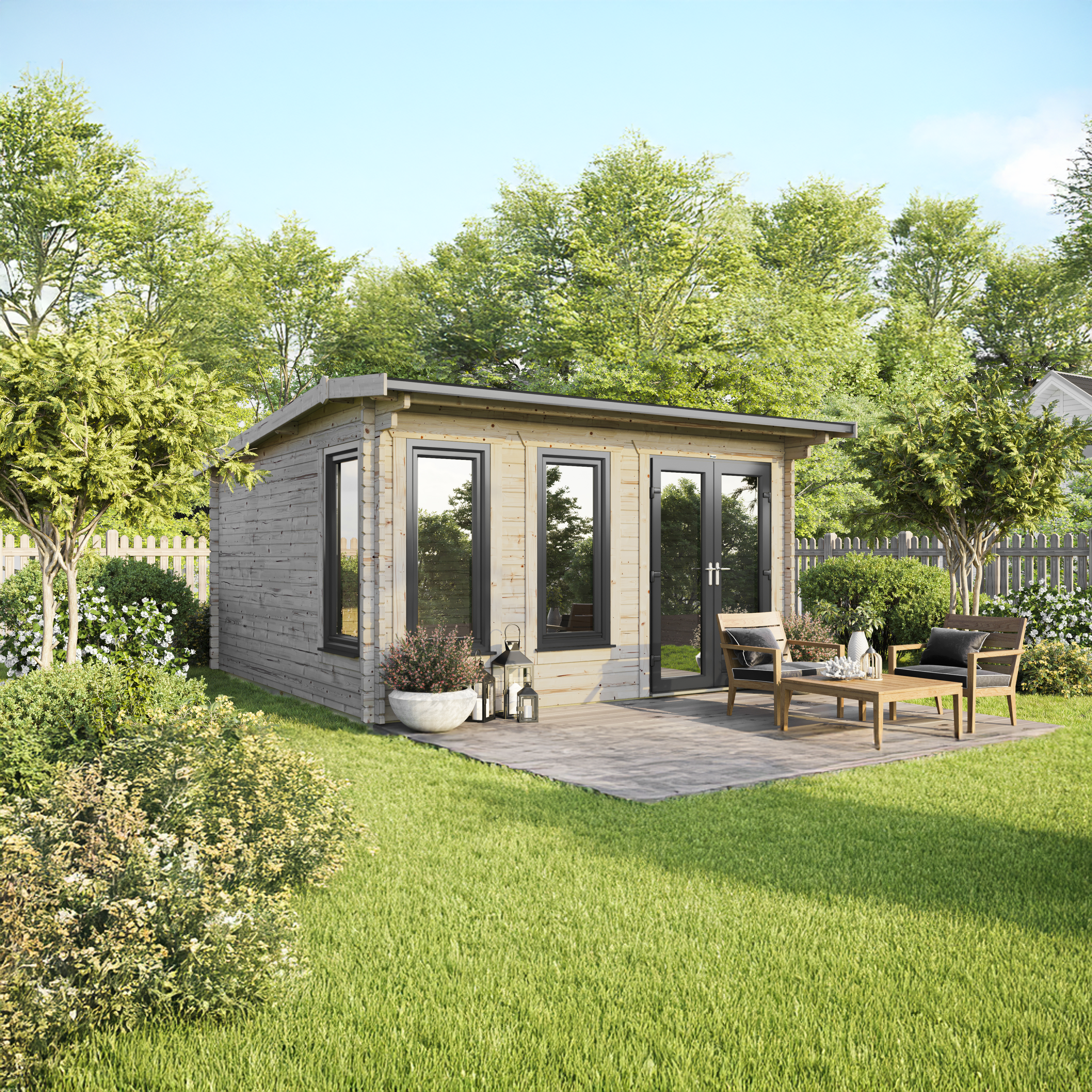 Power Sheds 16 x 16ft Apex 44mm Notched Logs Log Cabin
