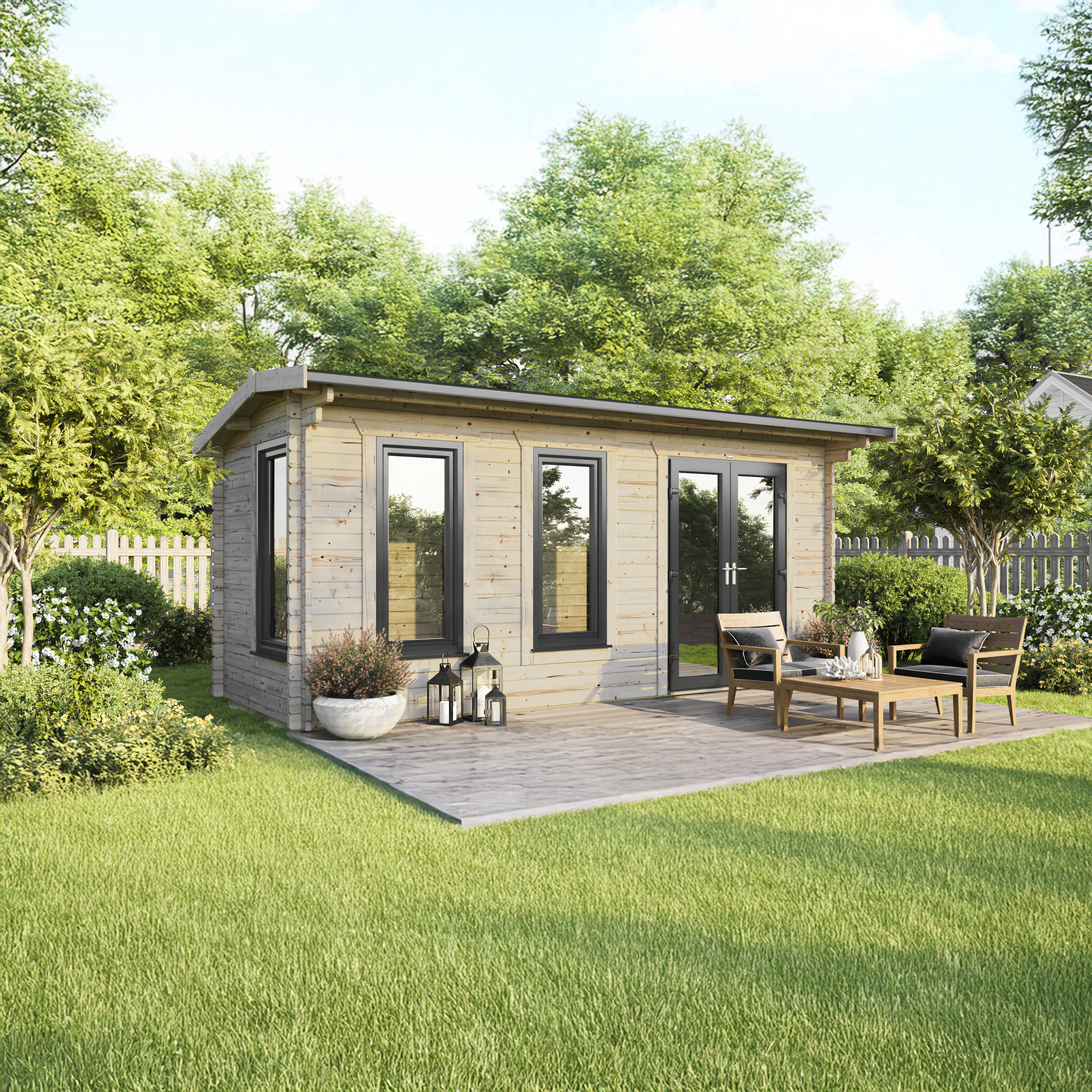 Power Sheds 20 x 8ft Apex 44mm Notched Logs Log Cabin