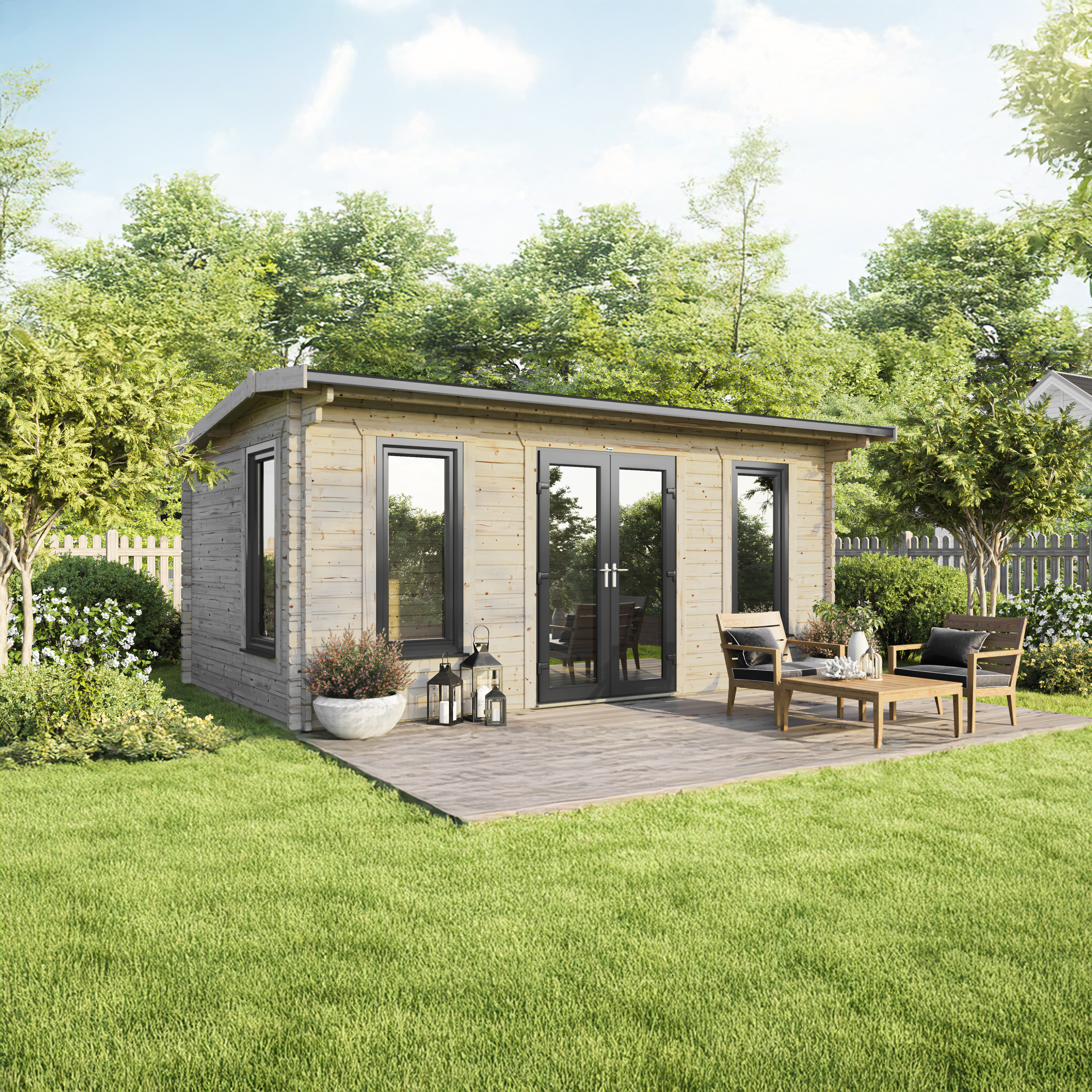 Power Sheds 20 x 12ft Apex 44mm Notched Logs Log Cabin