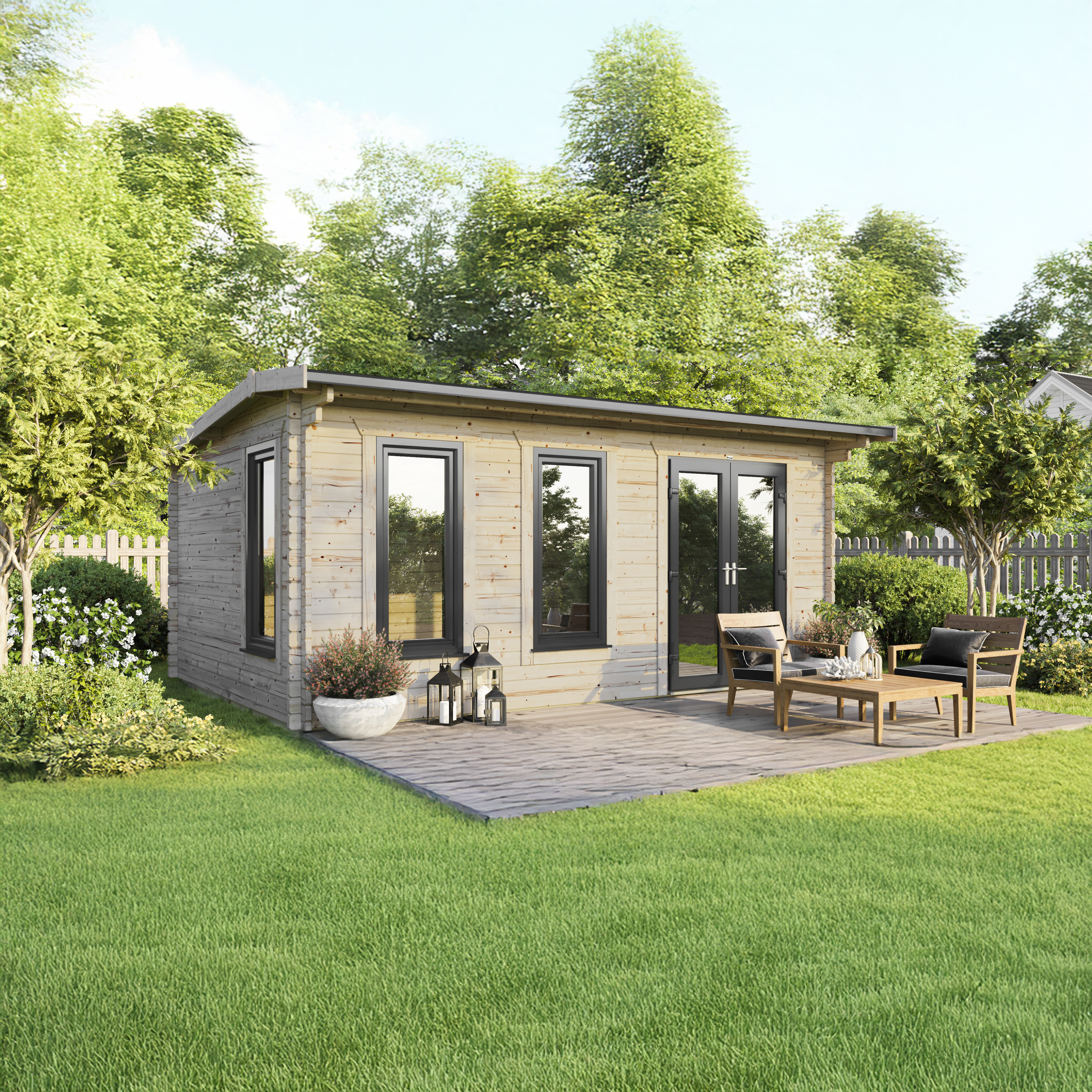 Power Sheds 20 x 14ft Apex 44mm Notched Logs Log Cabin