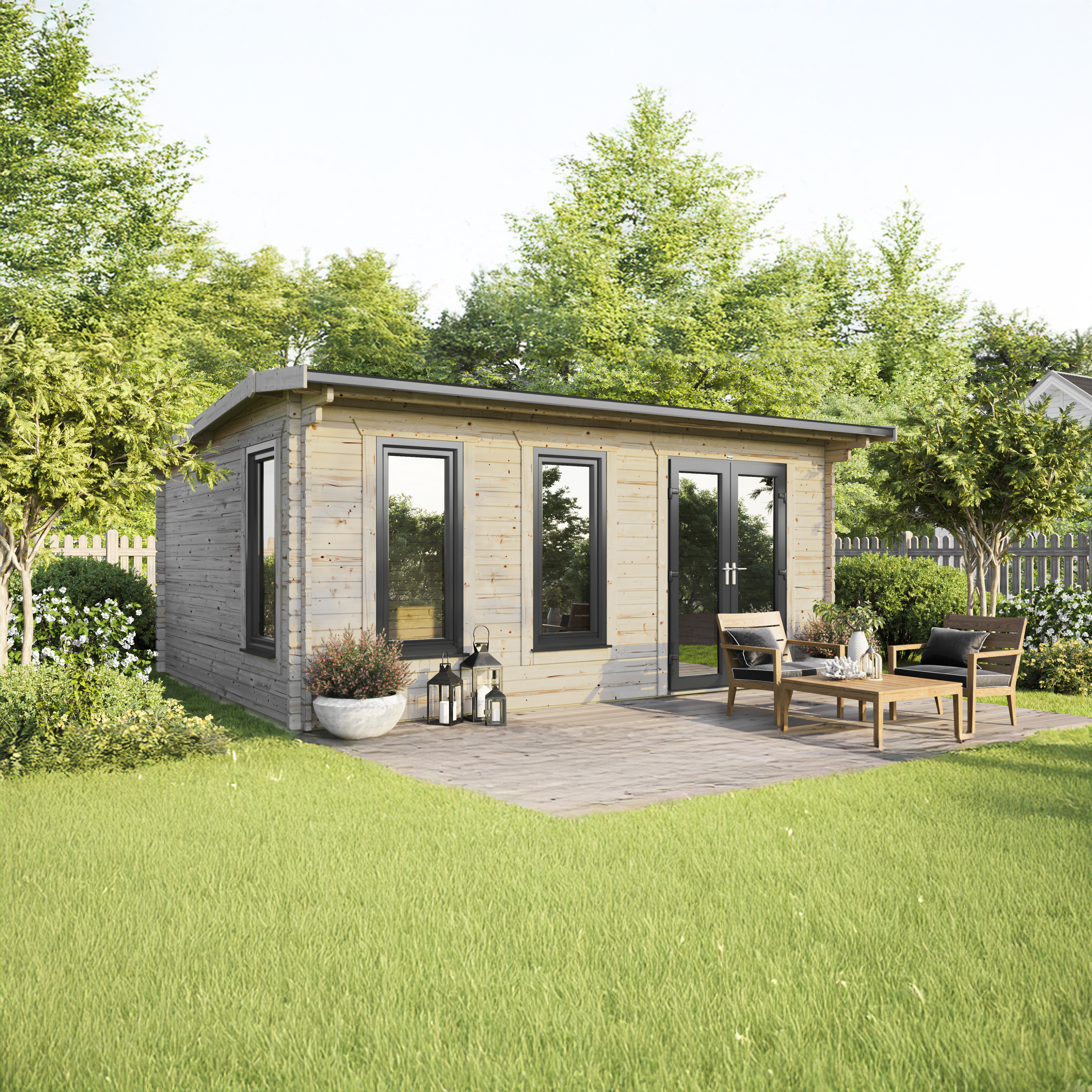 Power Sheds 20 x 16ft Apex 44mm Notched Logs Log Cabin