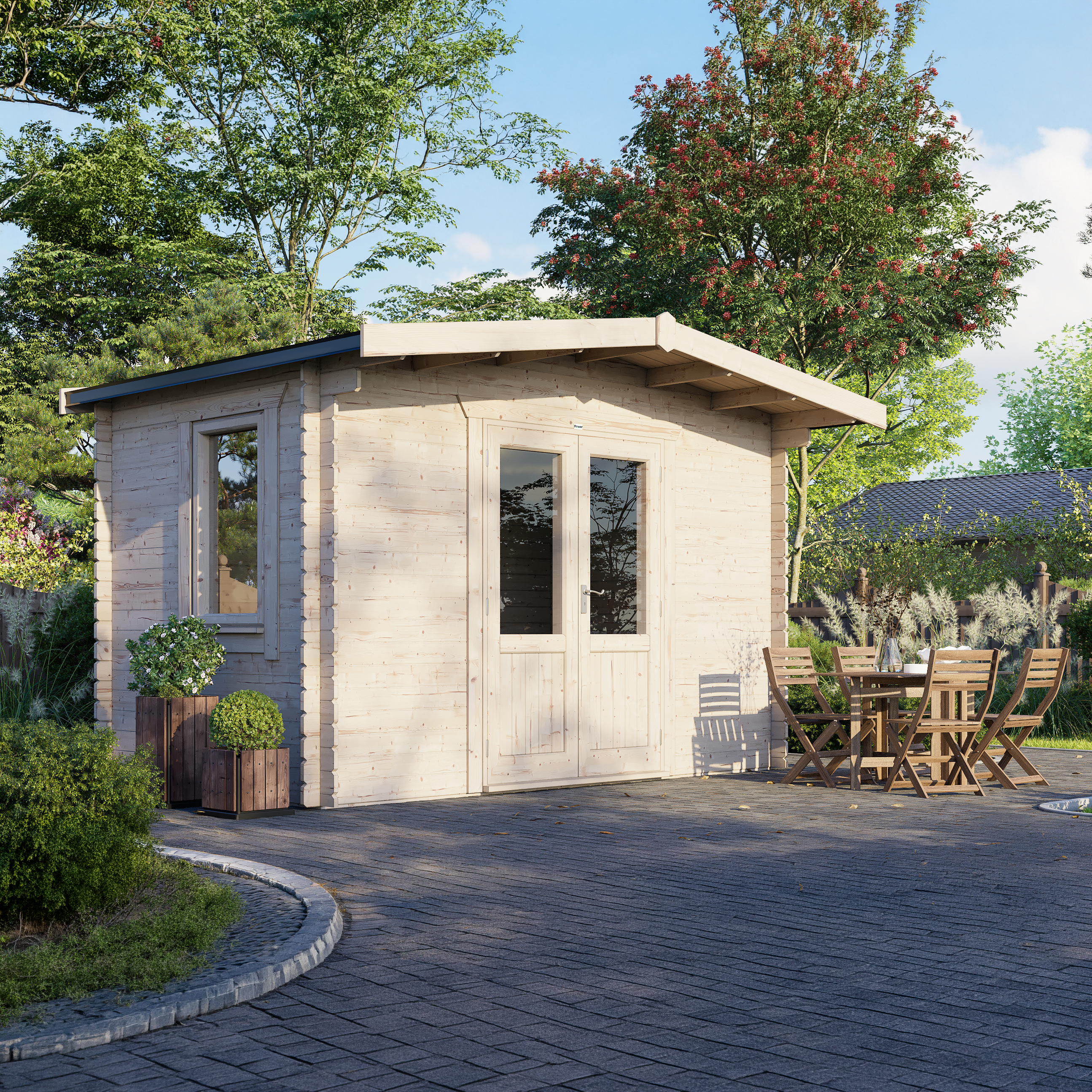 Power Sheds 8 x 14ft Chalet 28mm Notched Logs Log Cabin