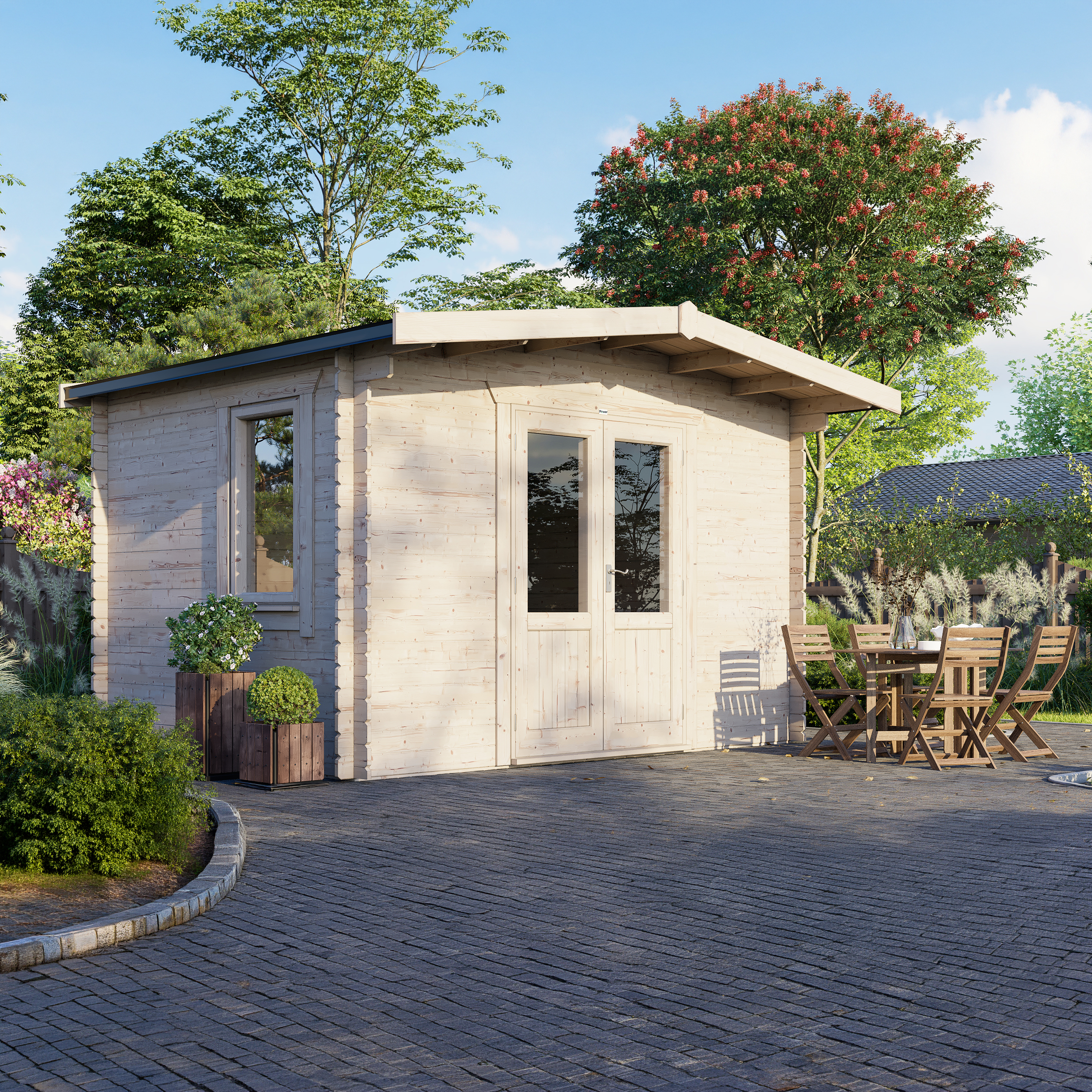 Power Sheds 10 x 14ft Chalet 28mm Notched Logs Log Cabin