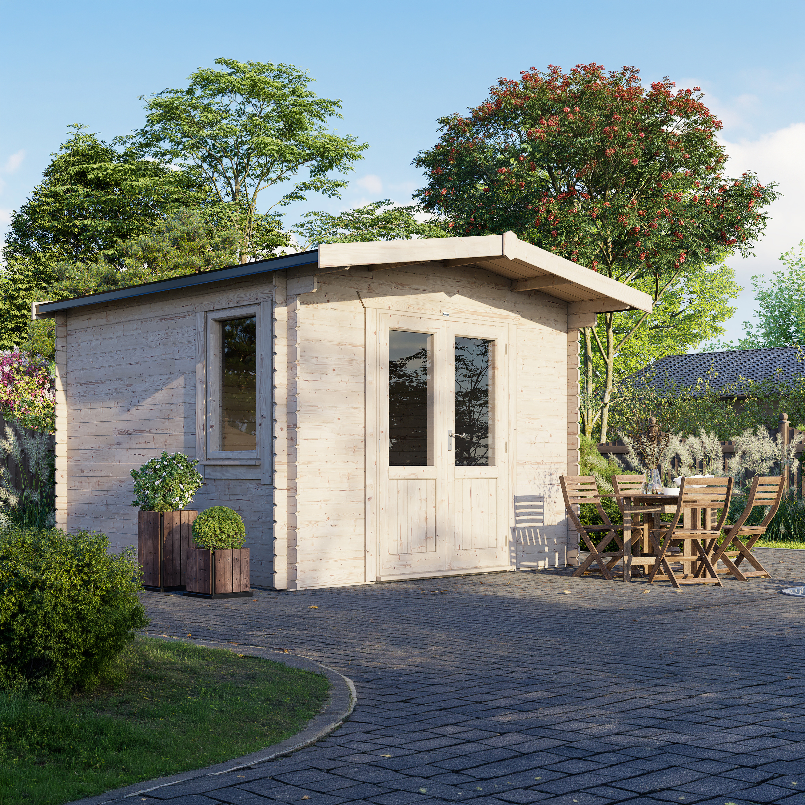 Power Sheds 12 x 12ft Chalet 28mm Notched Logs Log Cabin