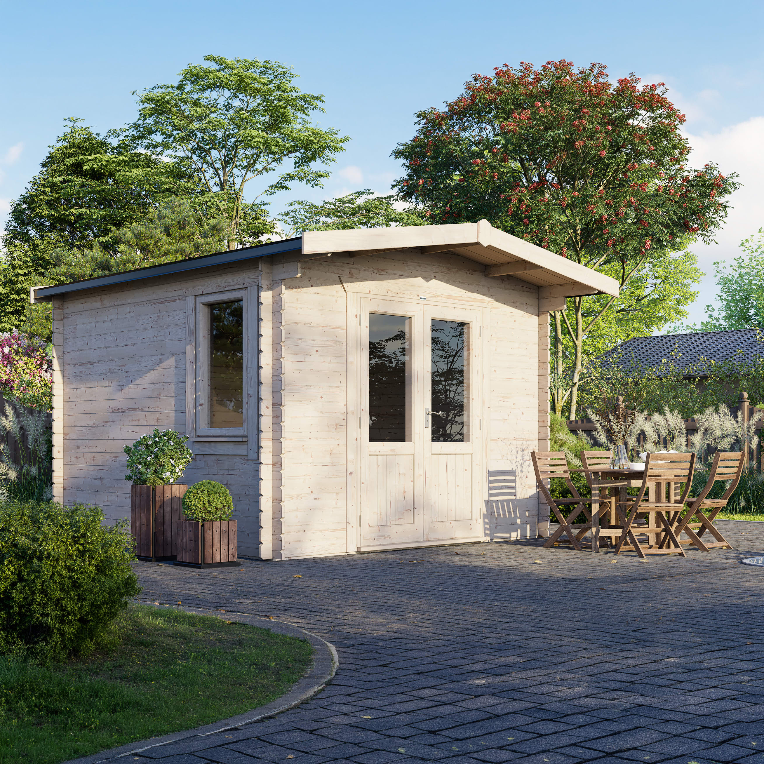Power Sheds 12 x 12ft Chalet 28mm Notched Logs Log Cabin