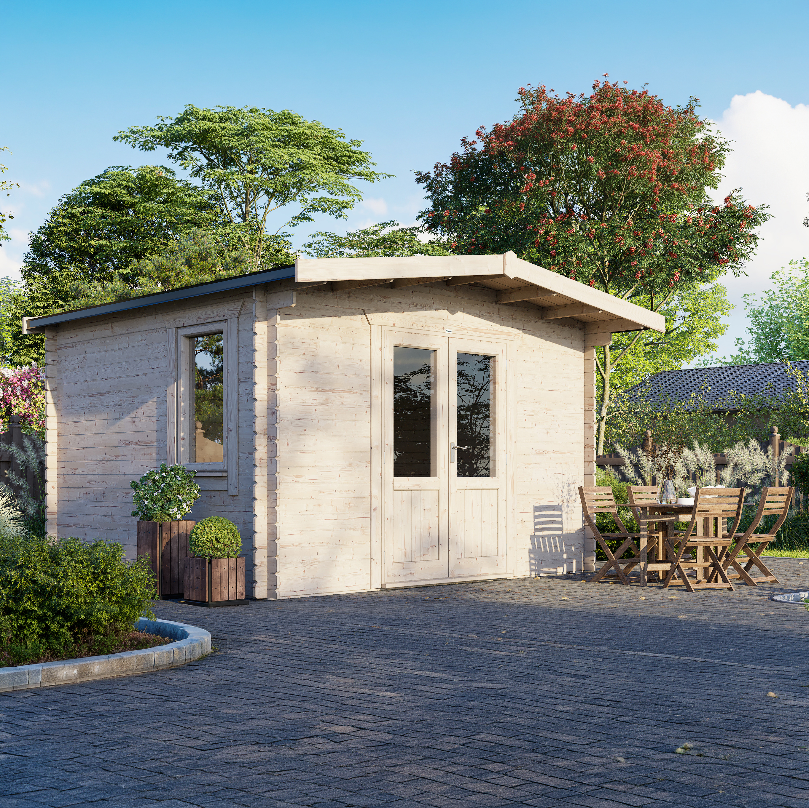 Power Sheds 12 x 14ft Chalet 28mm Notched Logs Log Cabin