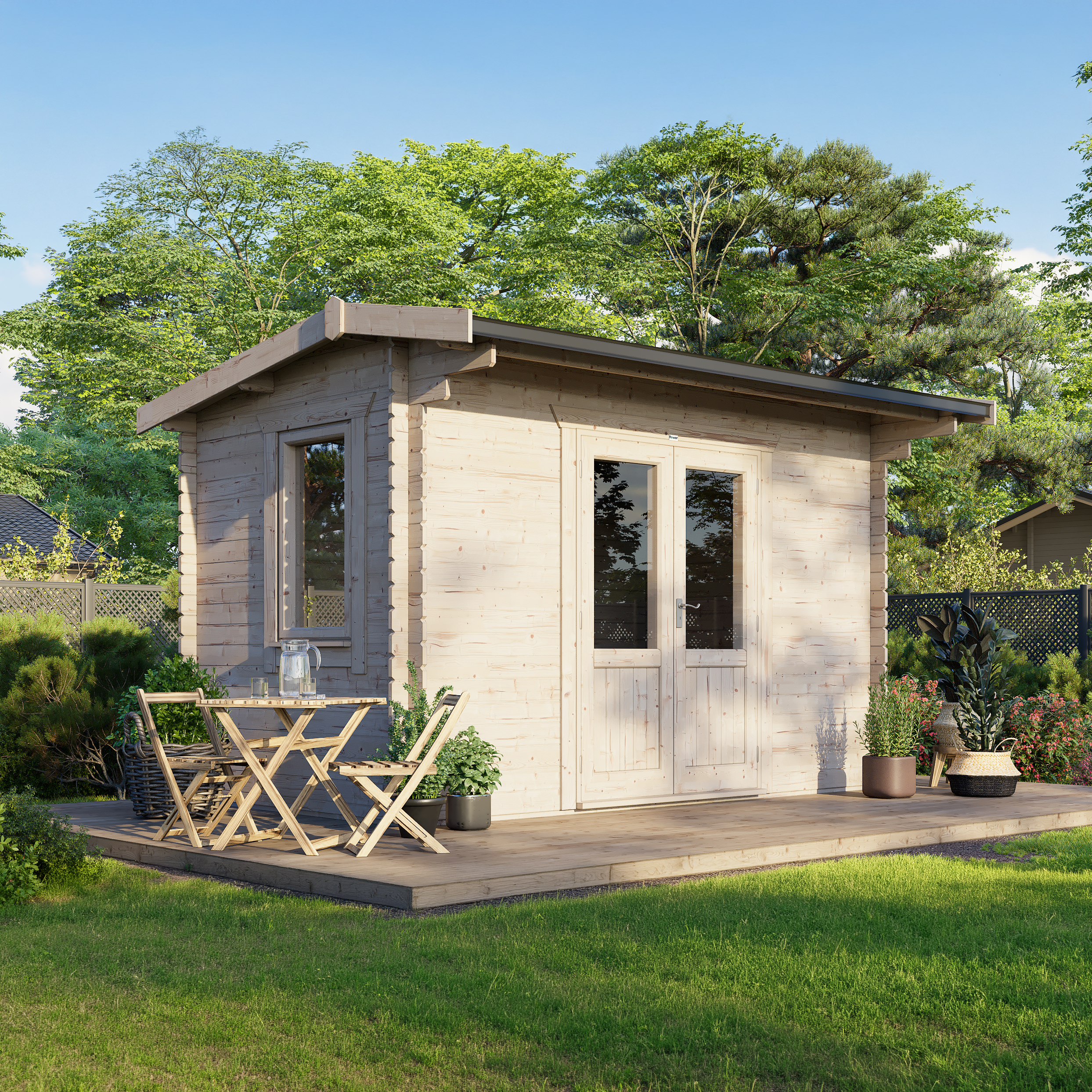 Power Sheds 14 x 8ft Apex 28mm Notched Logs Log Cabin