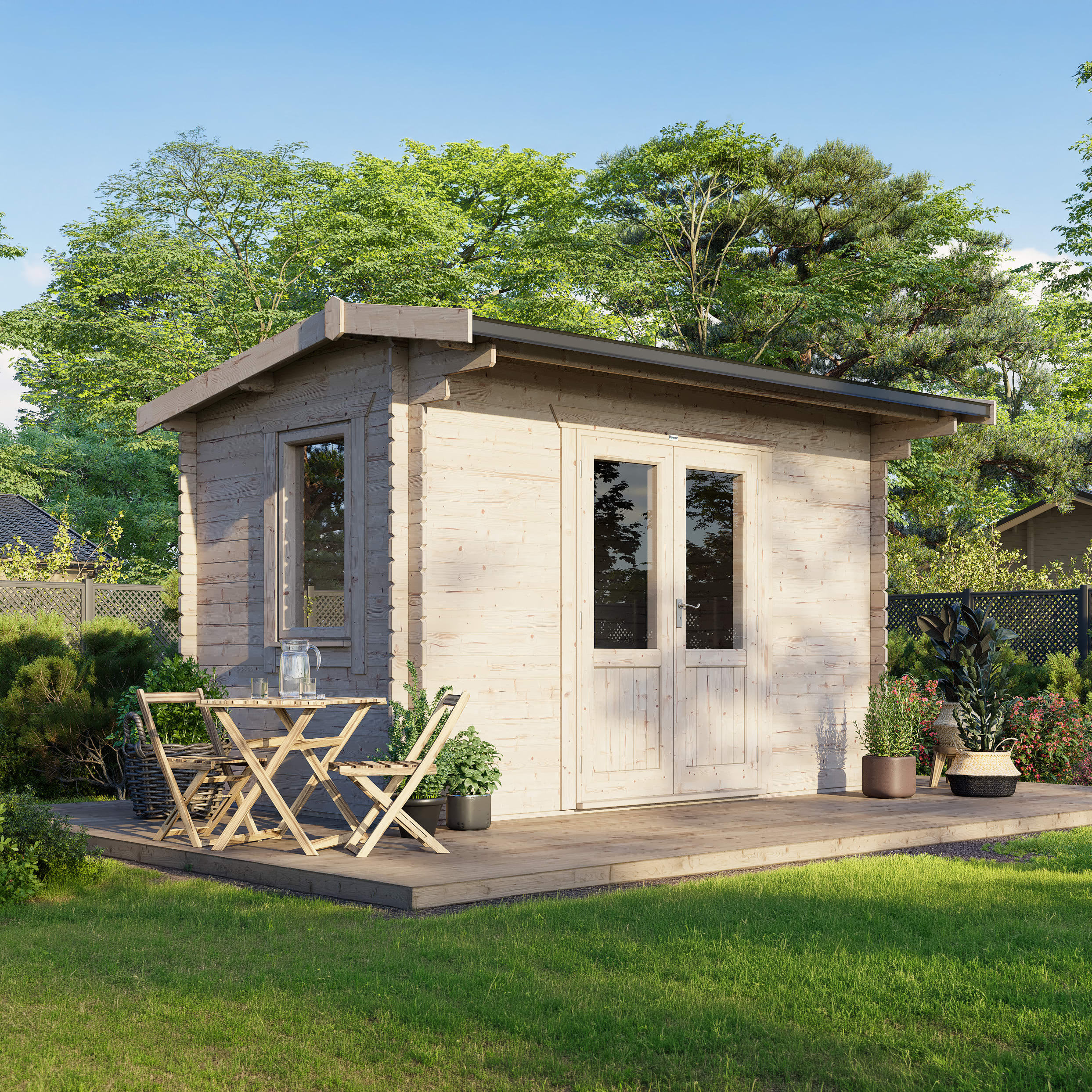 Power Sheds 14 x 8ft Apex 28mm Notched Logs Log Cabin