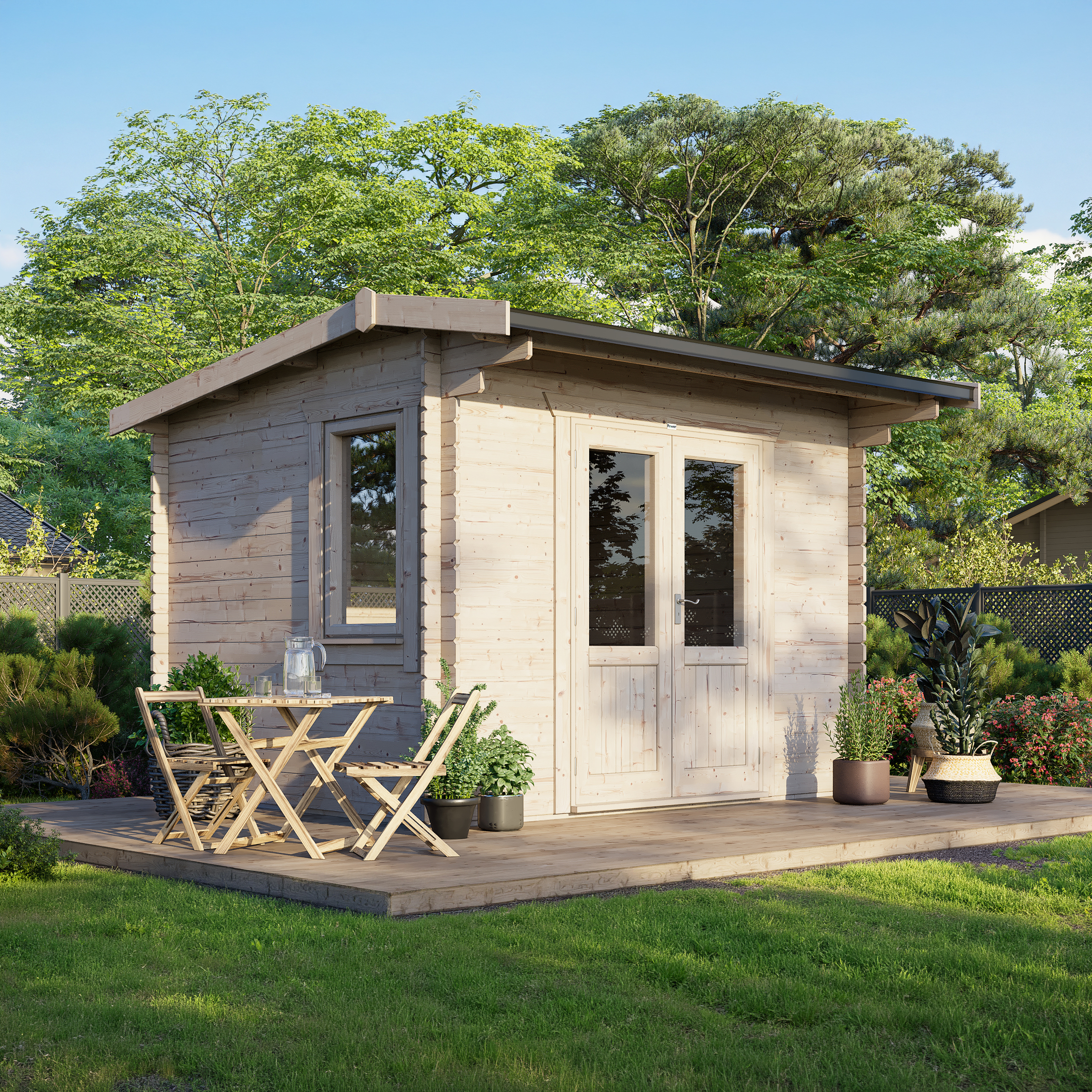 Power Sheds 12 x 10ft Apex 28mm Notched Logs Log Cabin