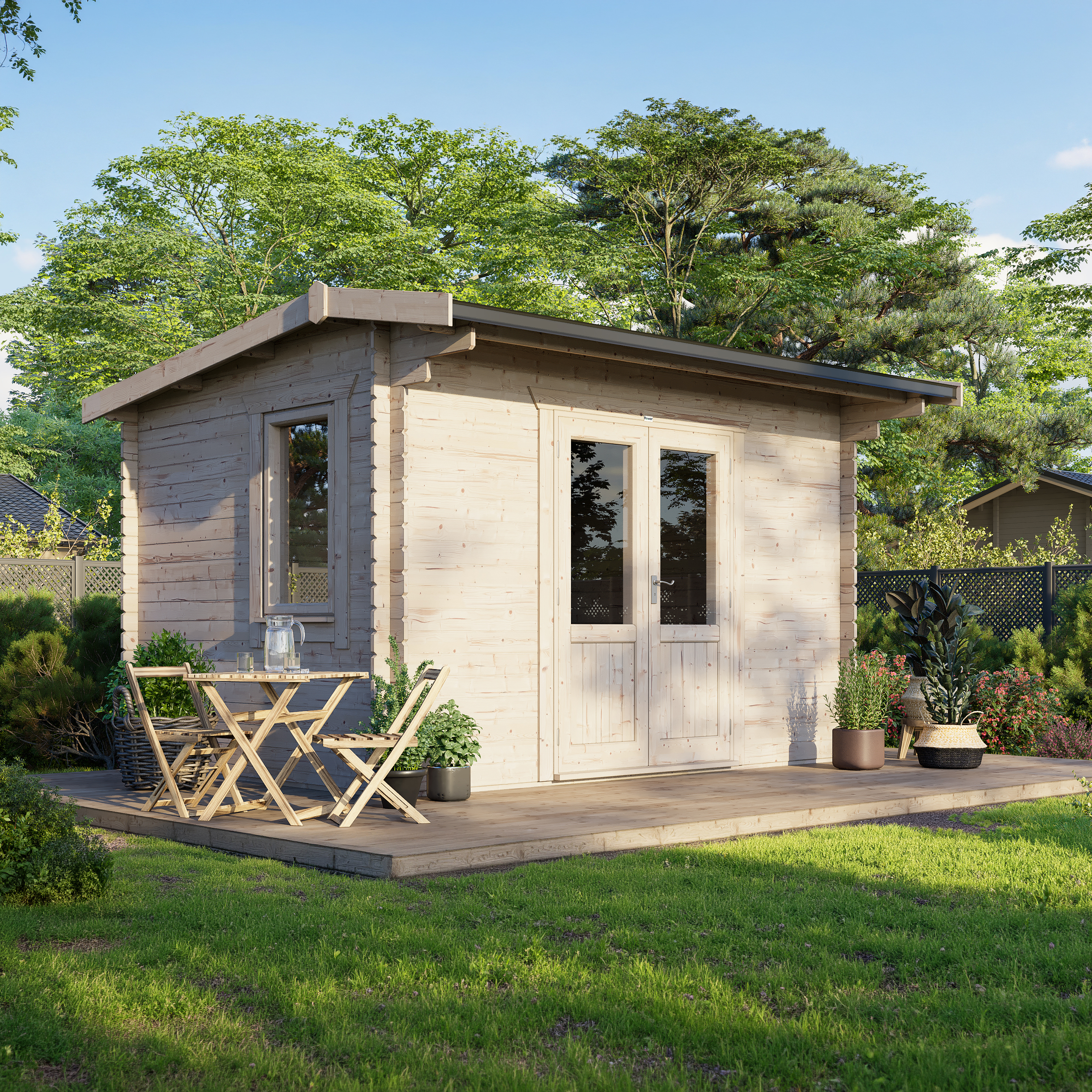 Power Sheds 14 x 10ft Apex 28mm Notched Logs Log Cabin