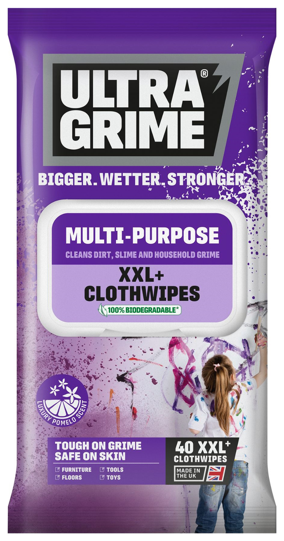 UltraGrime Multi-Purpose Pomelo XXL+ Clothwipes 40 pack