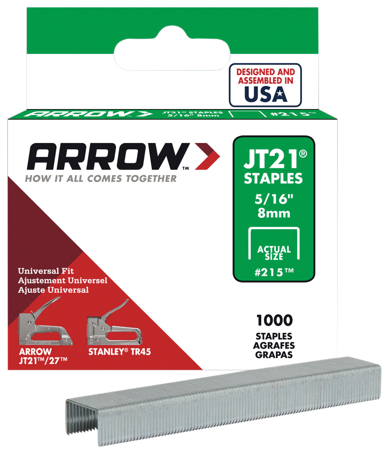 Arrow JT21 T27 Light Duty Staples - 8mm - Pack of 5000