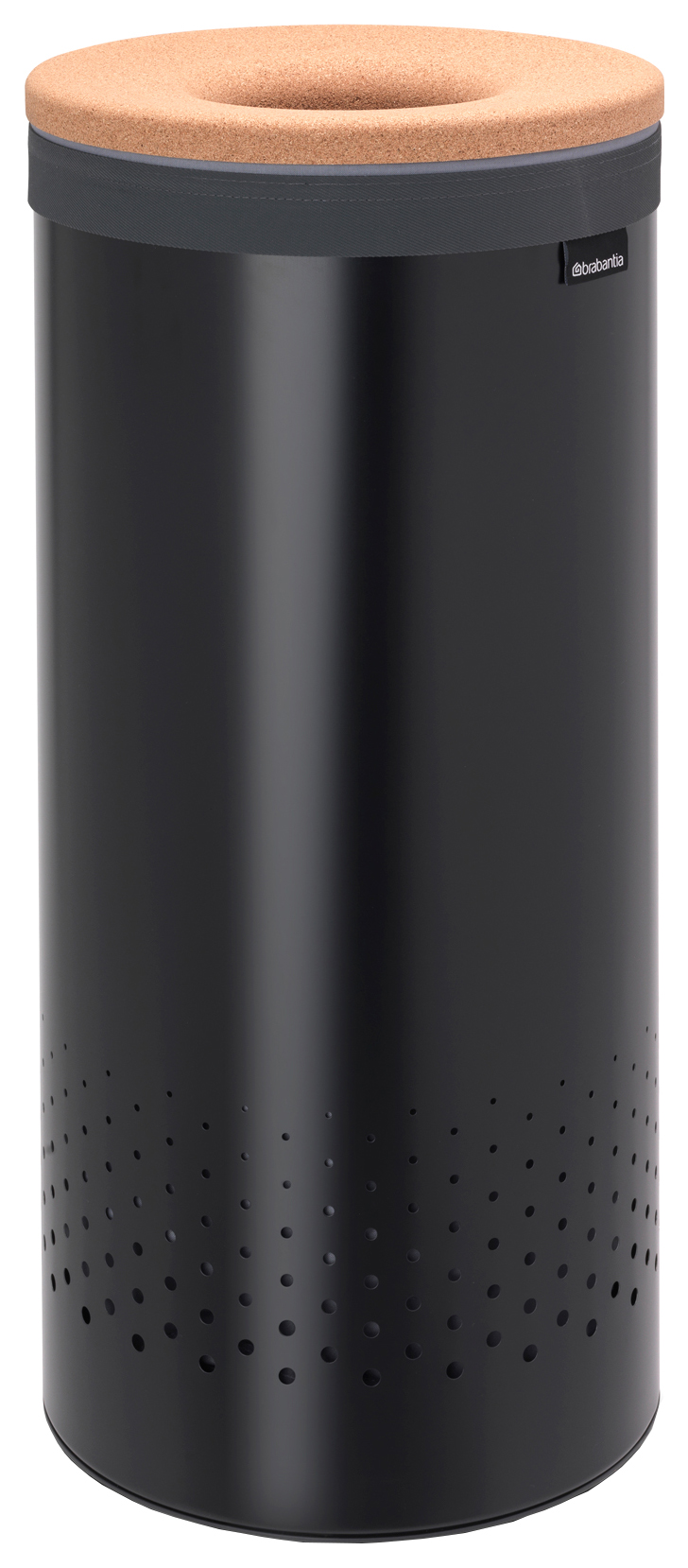 Brabantia Matt Black Laundry Bin with Cork Lid - 35L