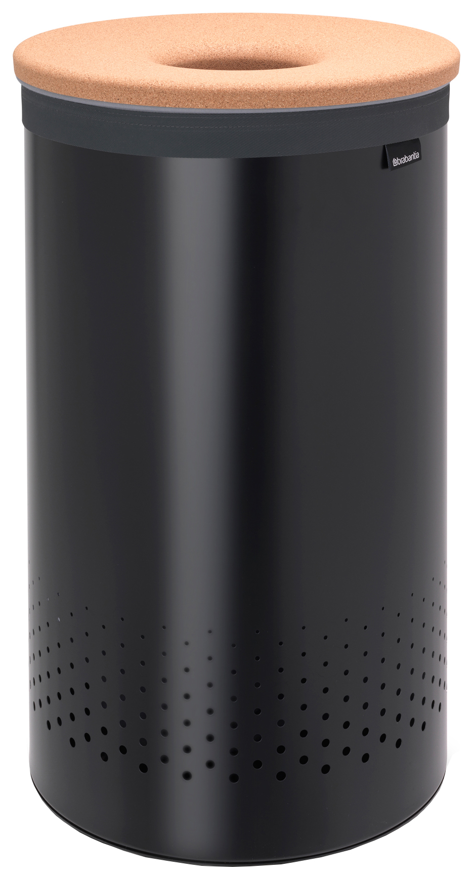Brabantia Black Laundry Bin with Cork Lid - 60L
