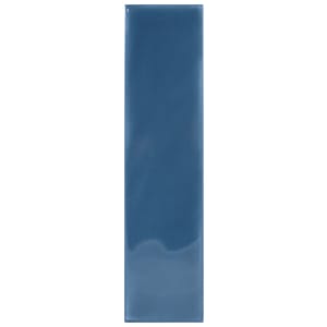Wickes Boutique Flair Gradient Plain Blue Gloss Ceramic Wall Tile - 300 x 75mm - Cut Sample