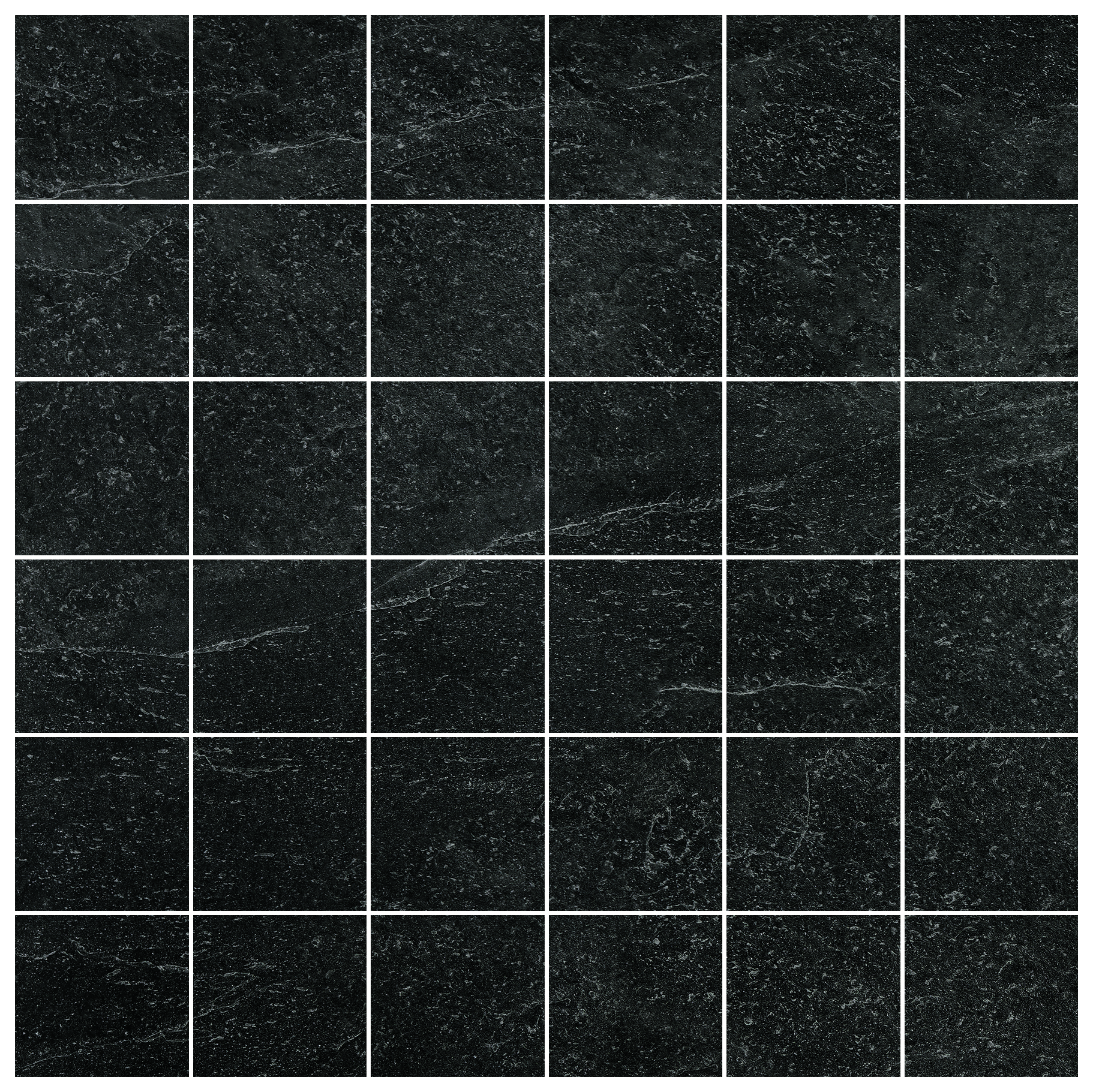 Wickes Boutique Lava Black Matt Porcelain Wall & Floor Mosaic Tile Sheet - Cut Sample