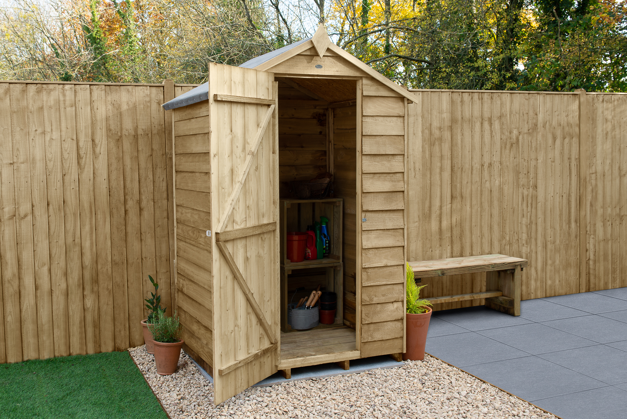 Forest Garden 4 x 3ft 4Life Apex Overlap Pressure Treated Windowless Shed