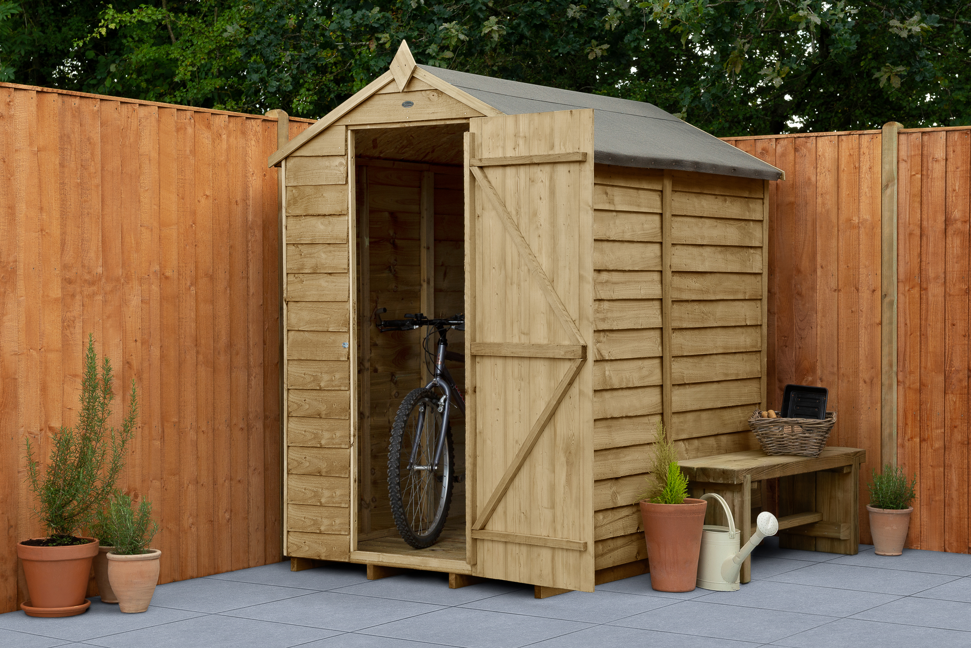 Forest Garden 4LIFE Apex Overlap Pressure Treated Windowless Shed - 4 x 6ft