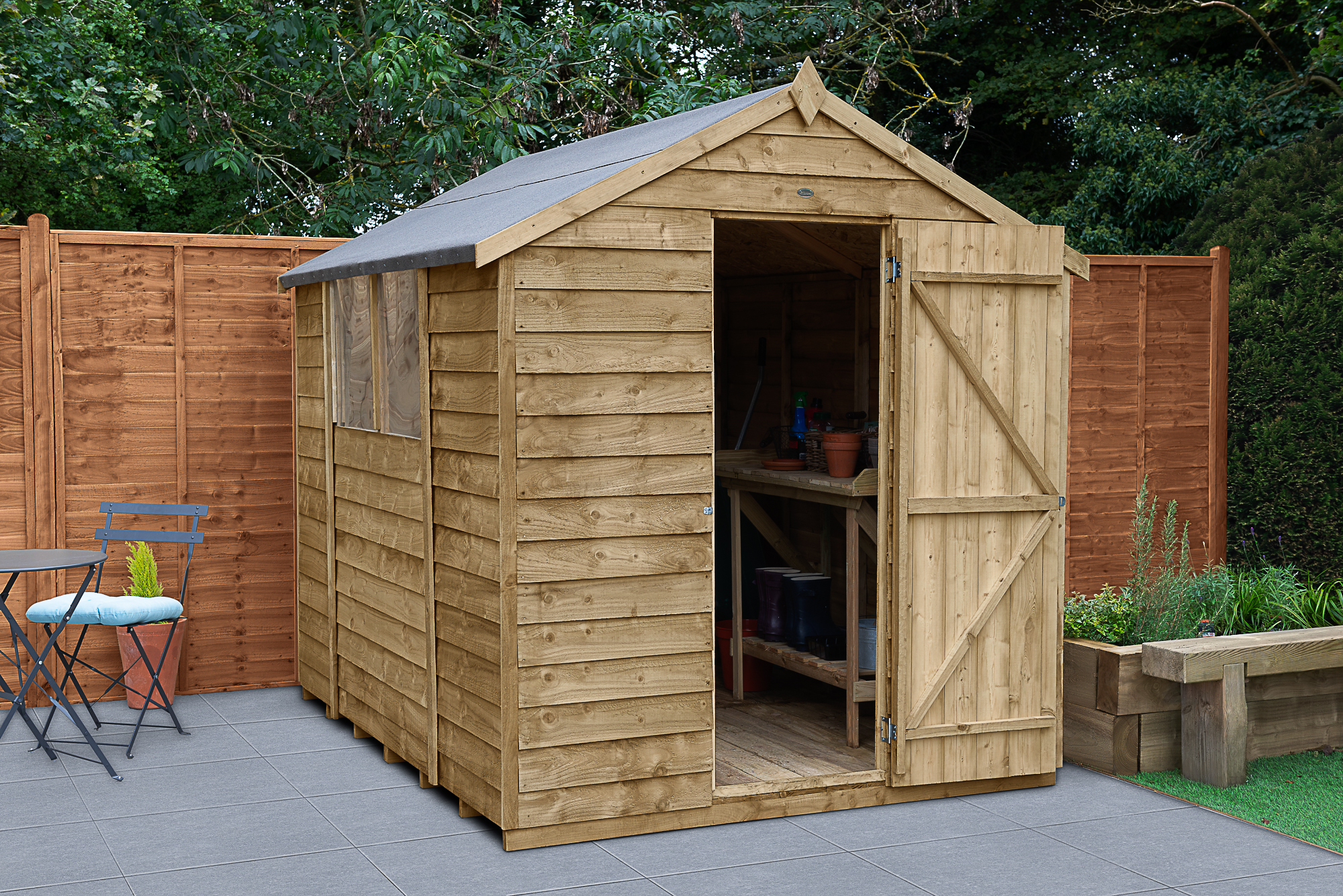 Forest Garden 6 x 8ft 4Life Apex Overlap Pressure Treated Shed