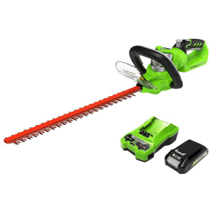 Greenworks 24V Cordless Hedge Trimmer with 2Ah Battery & Universal Charger - 57cm