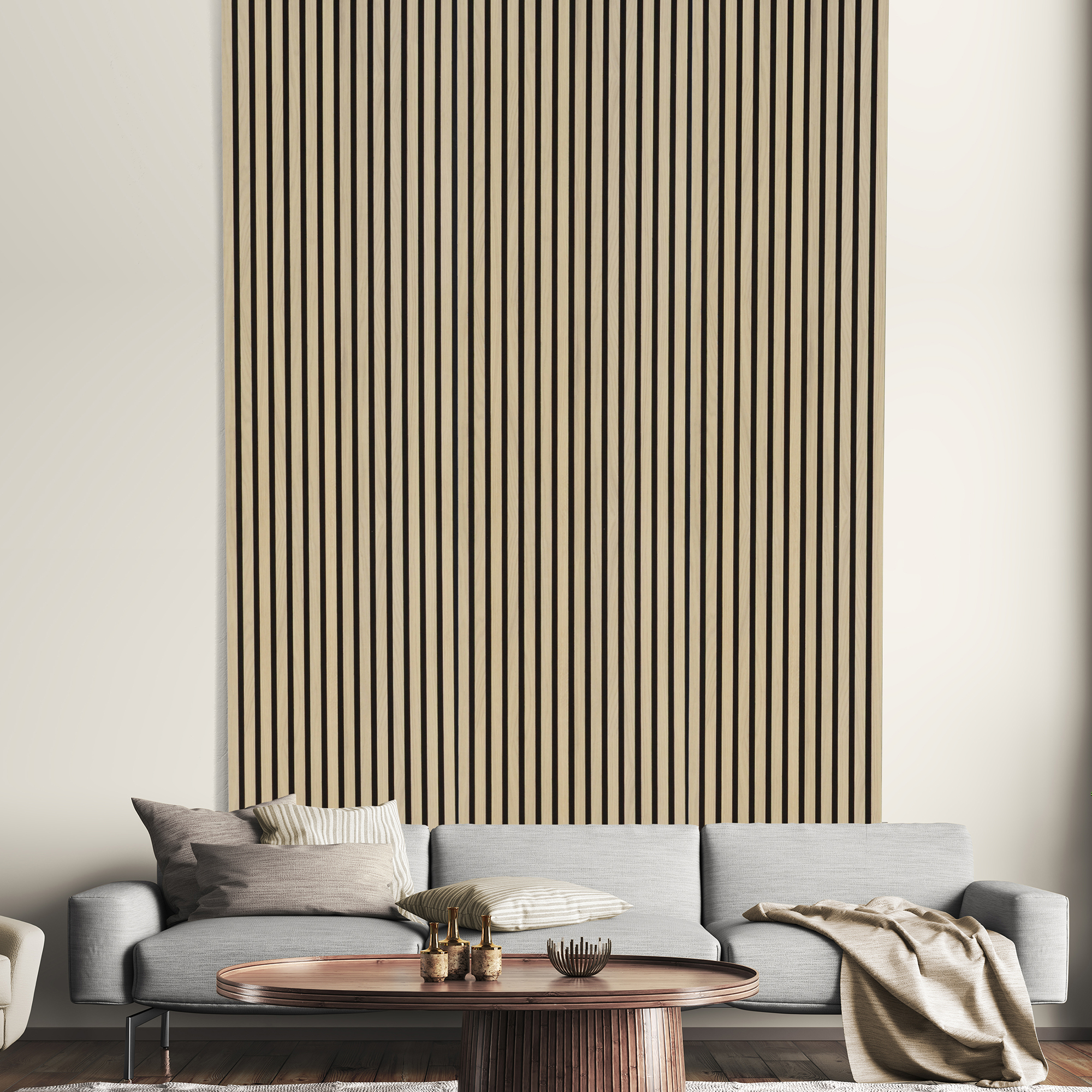 Acoustic Slat Wall HD Oak Veneer Wood Panels - 19 x 573 x 2400mm